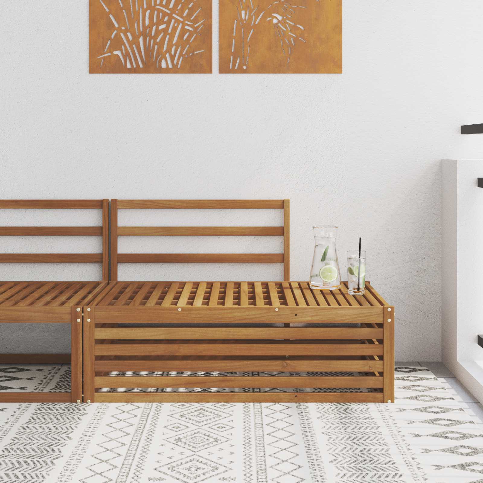 Outdoor Weiß 115 X 83 X 73 Cm Massivholz Akazie