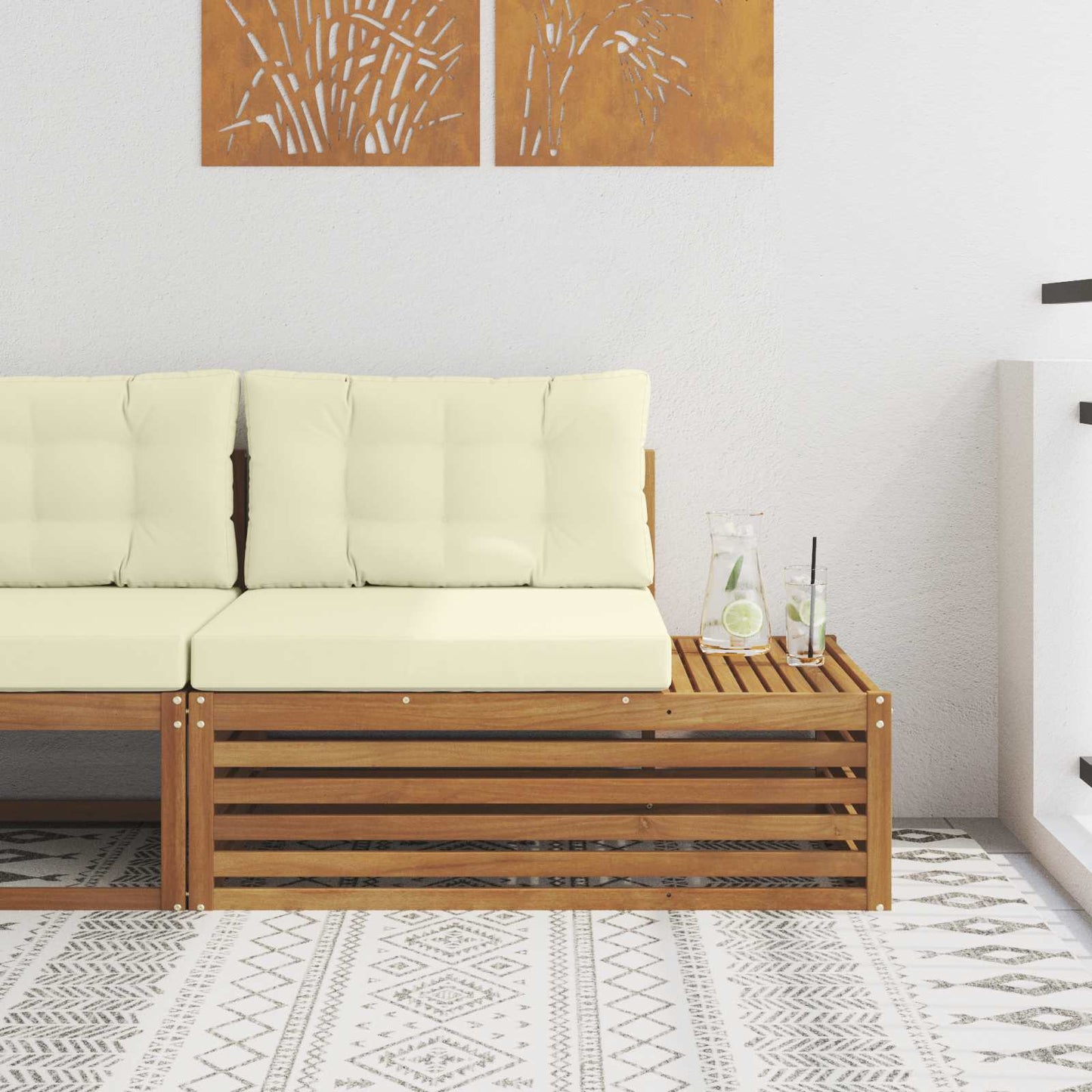 Outdoor Weiß 115 X 83 X 73 Cm Massivholz Akazie