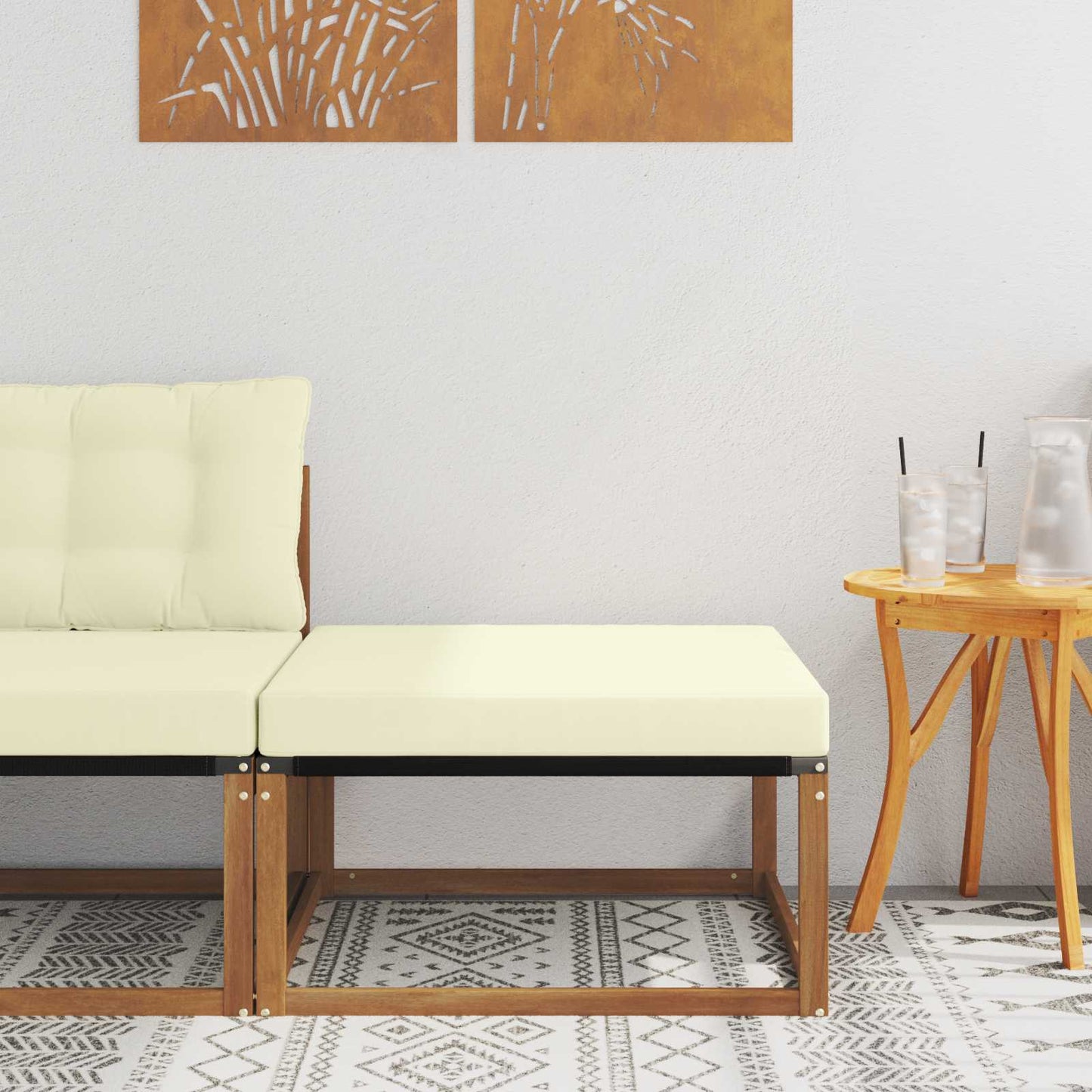 Outdoor Mittelsofa Mit Kissen Weiß 79 X 83 X 73 Cm Stahl
