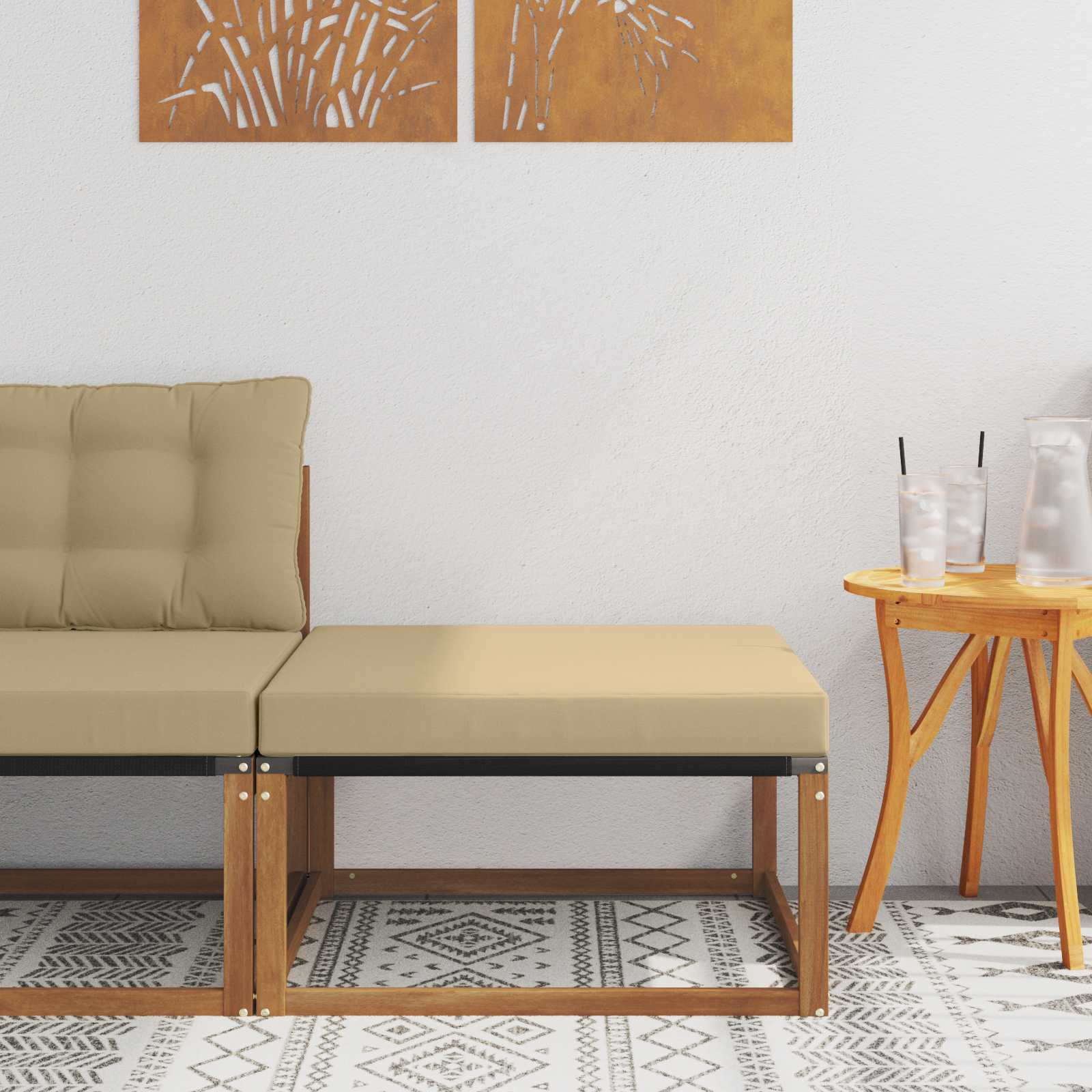 Outdoor Mittelsofa Mit Kissen Weiß 79 X 83 X 73 Cm Stahl