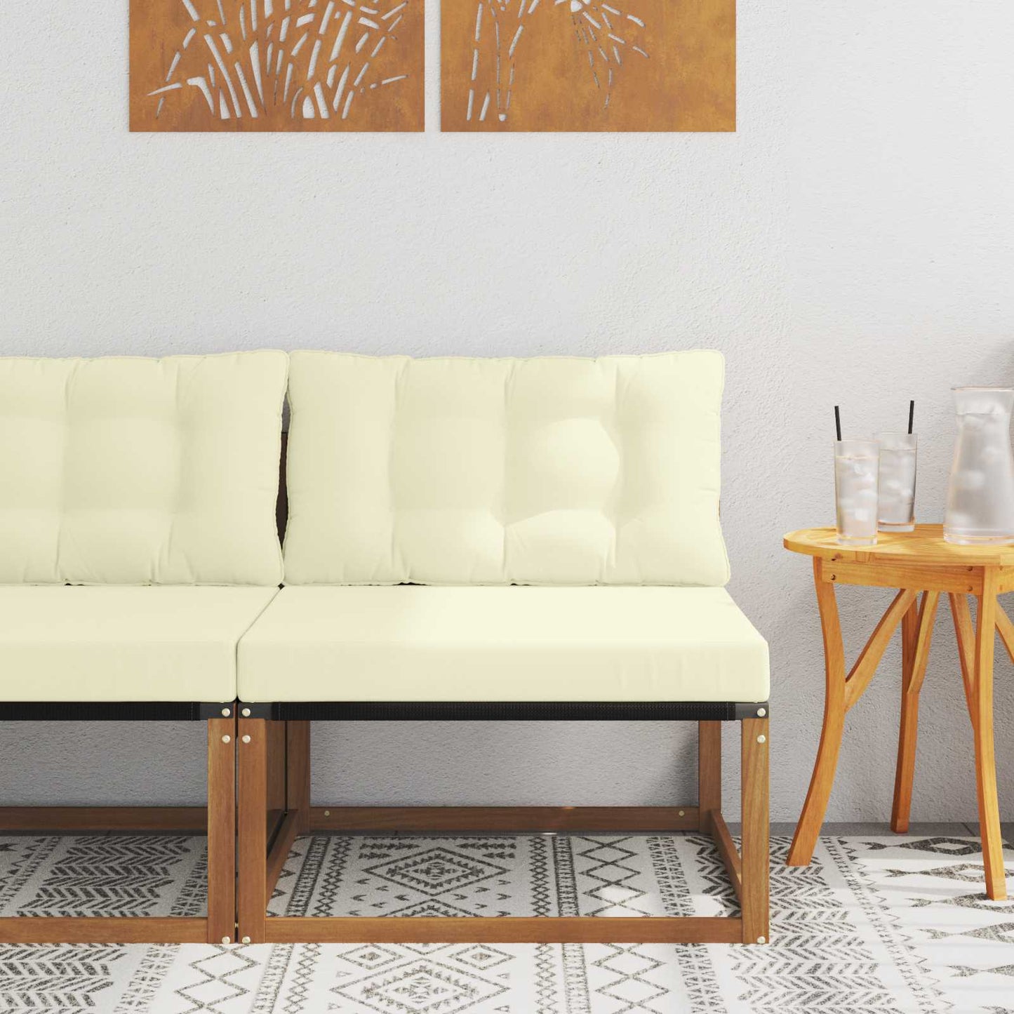 Outdoor Mittelsofa Mit Kissen Weiß 79 X 83 X 73 Cm Stahl