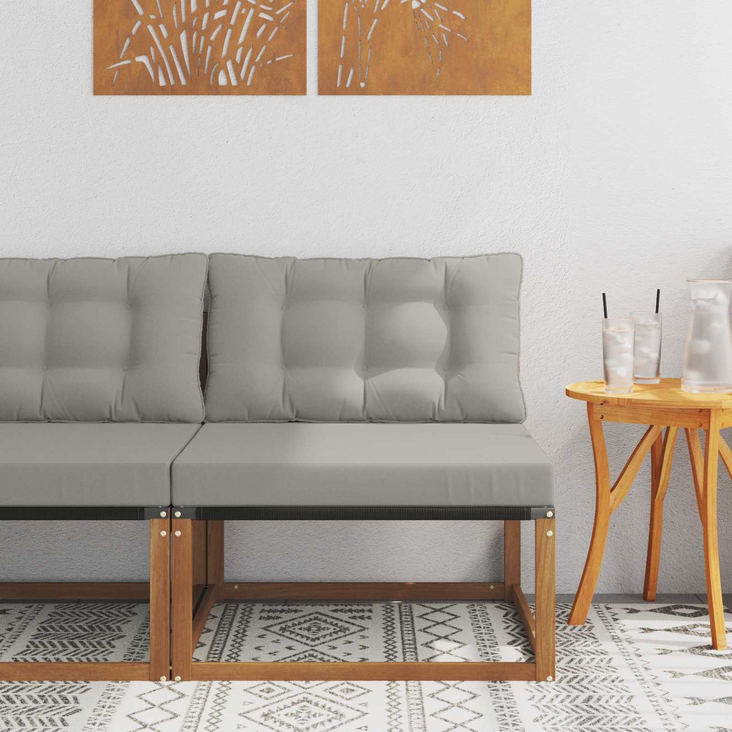 Outdoor Mittelsofa Mit Kissen Weiß 79 X 83 X 73 Cm Stahl