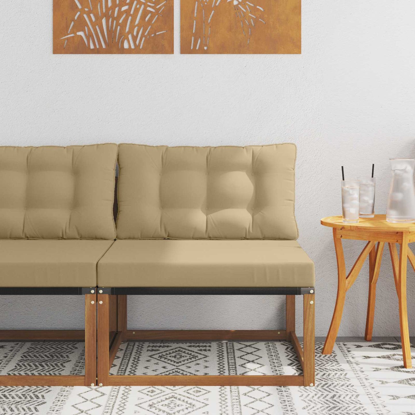 Outdoor Mittelsofa Mit Kissen Weiß 79 X 83 X 73 Cm Stahl