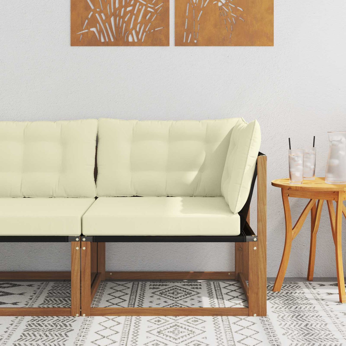 Outdoor Mittelsofa Mit Kissen Weiß 79 X 83 X 73 Cm Stahl