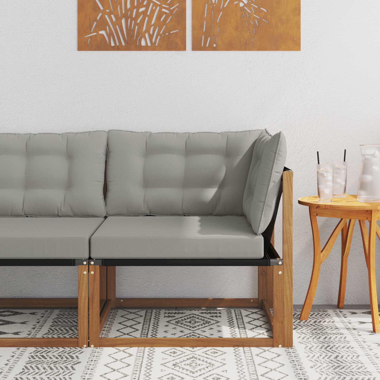 Outdoor Mittelsofa Mit Kissen Weiß 79 X 83 X 73 Cm Stahl