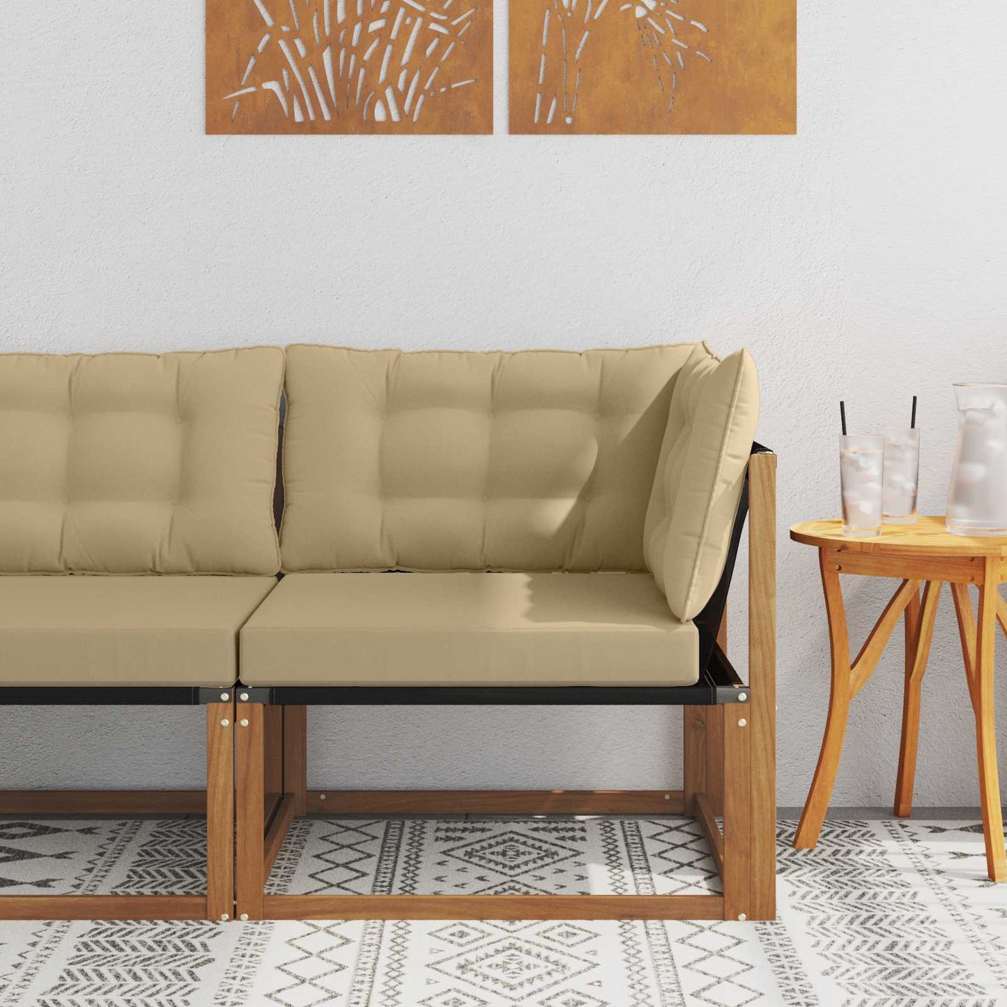 Outdoor Mittelsofa Mit Kissen Weiß 79 X 83 X 73 Cm Stahl