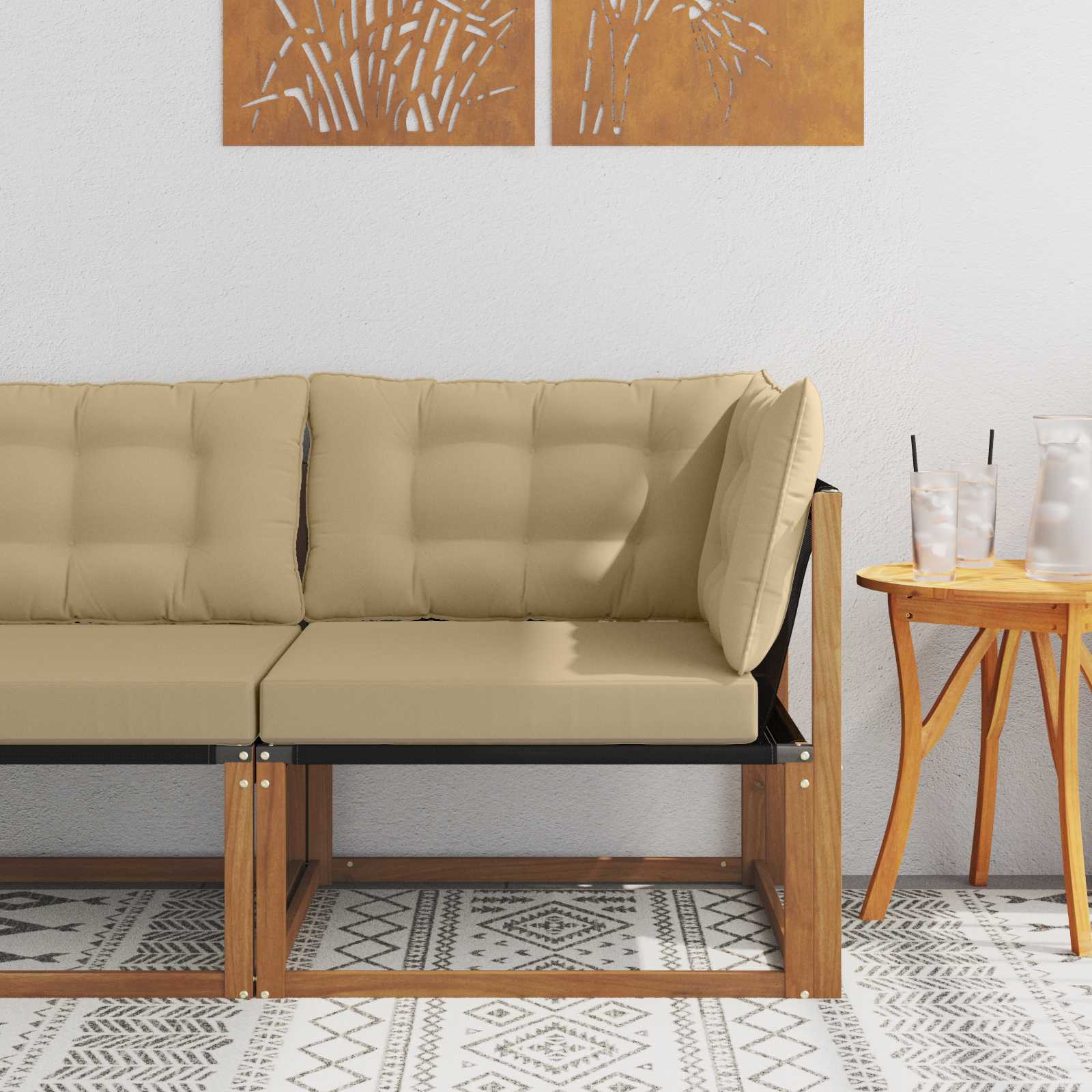 Outdoor Mittelsofa Mit Kissen Weiß 79 X 83 X 73 Cm Stahl