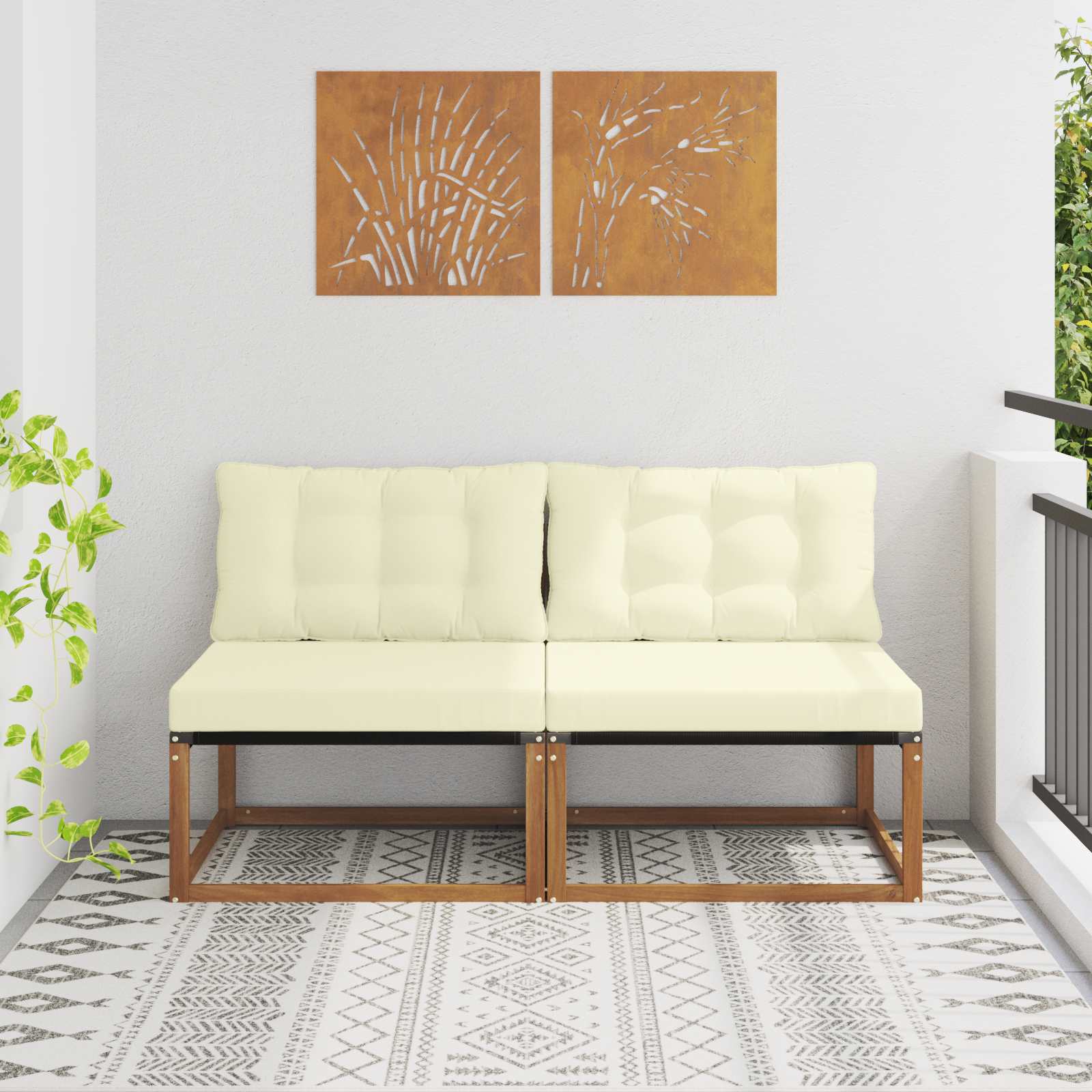 Outdoor Mittelsofa Mit Kissen Weiß 79 X 83 X 73 Cm Stahl