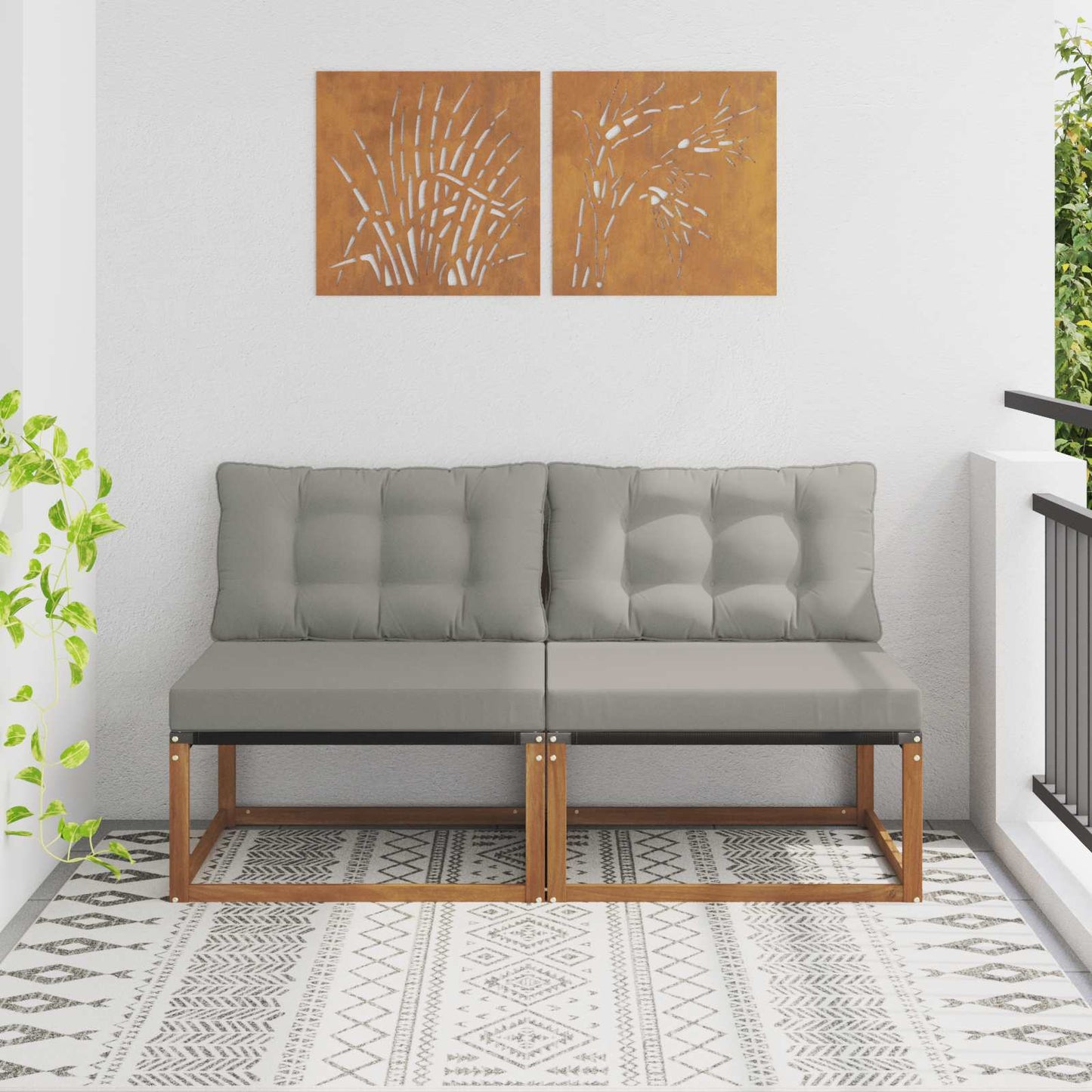Outdoor Mittelsofa Mit Kissen Weiß 79 X 83 X 73 Cm Stahl