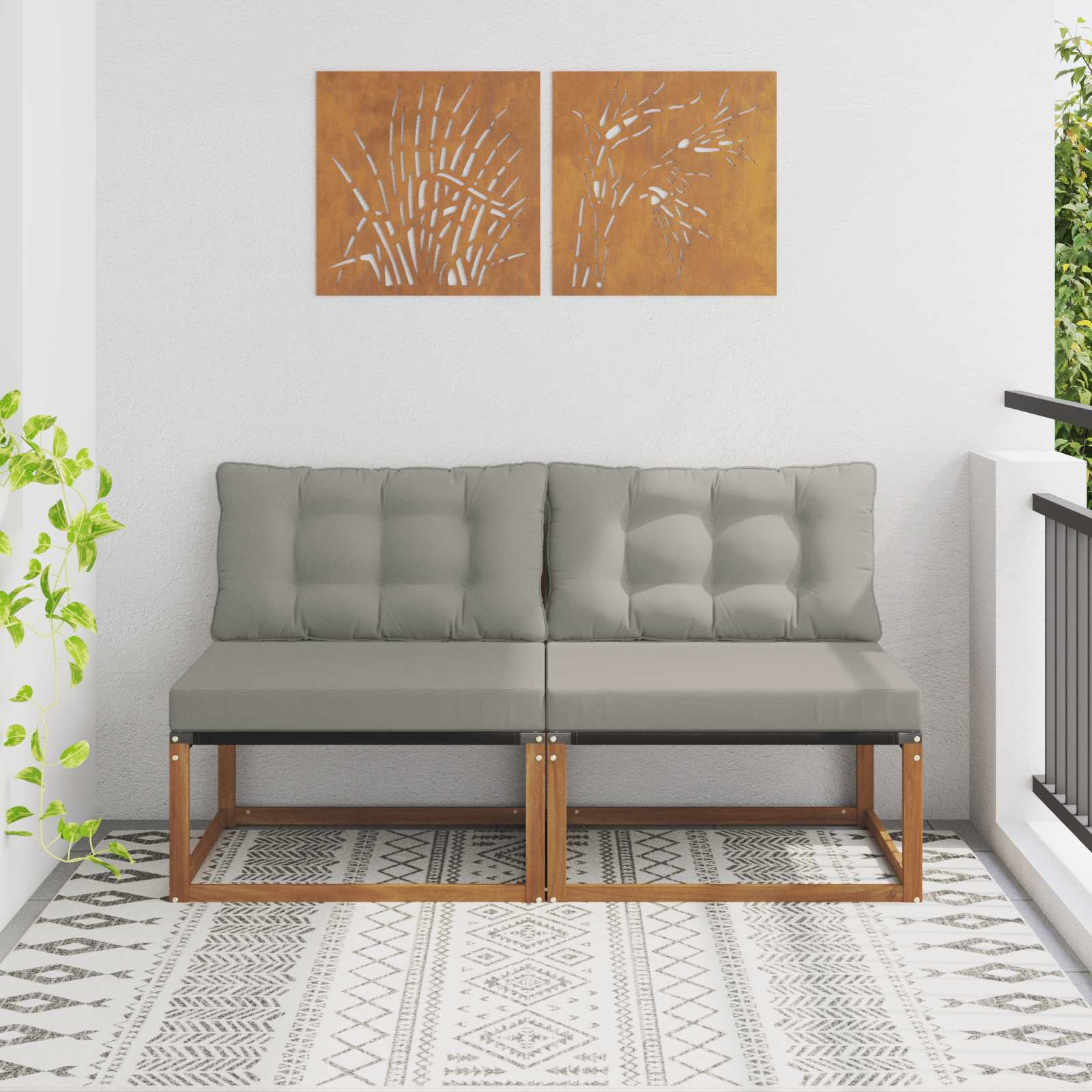 Outdoor Mittelsofa Mit Kissen Weiß 79 X 83 X 73 Cm Stahl