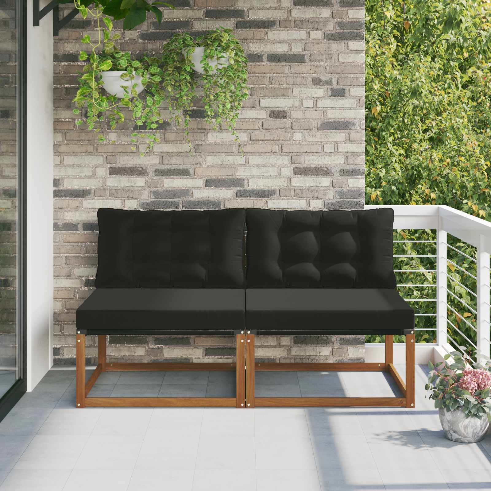 Outdoor Mittelsofa Mit Kissen Weiß 79 X 83 X 73 Cm Stahl
