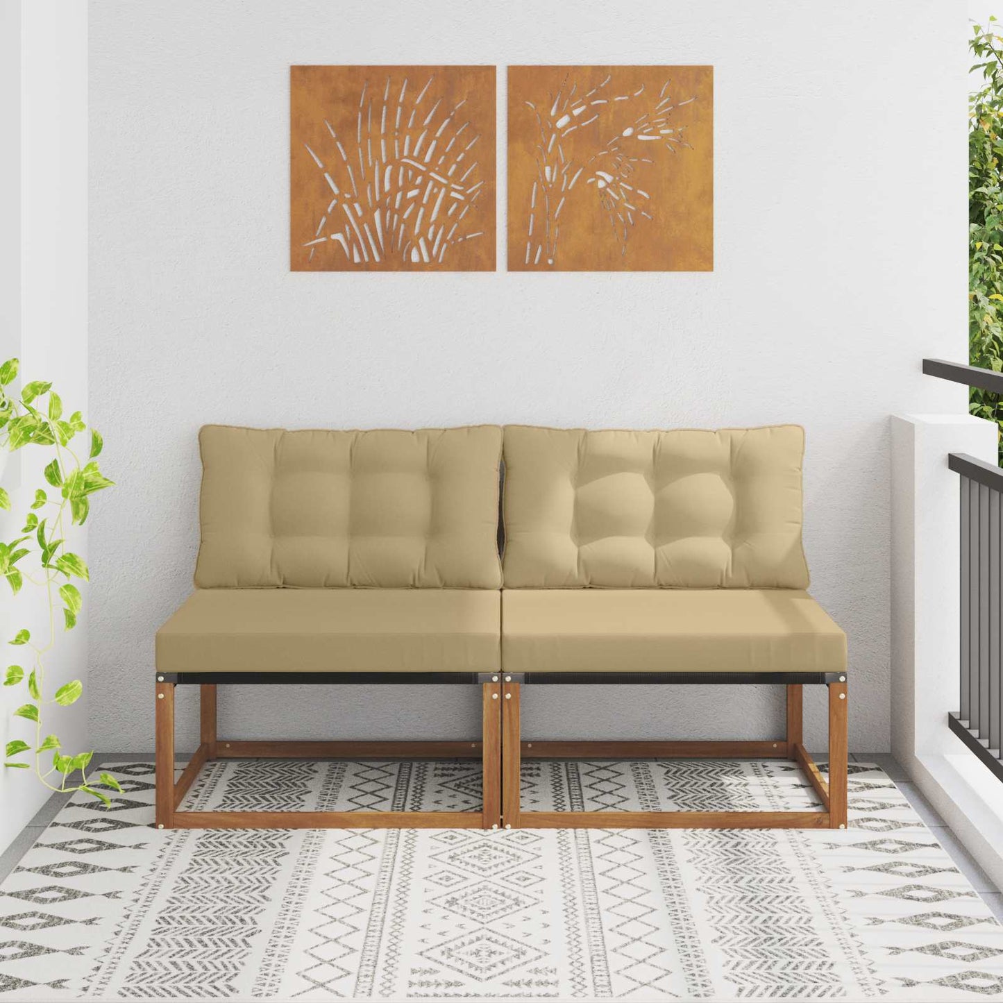 Outdoor Mittelsofa Mit Kissen Weiß 79 X 83 X 73 Cm Stahl