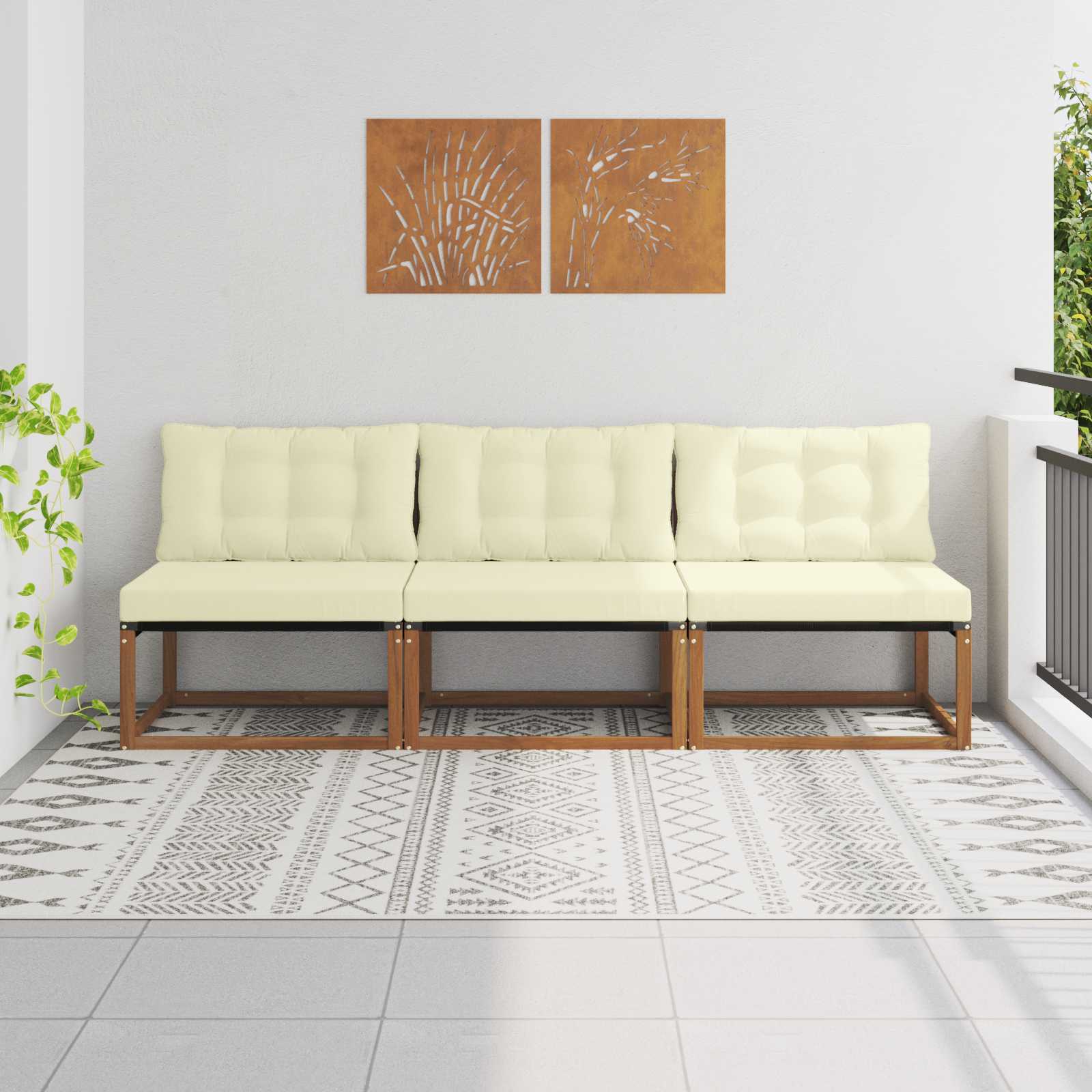 Outdoor Mittelsofa Mit Kissen Weiß 79 X 83 X 73 Cm Stahl