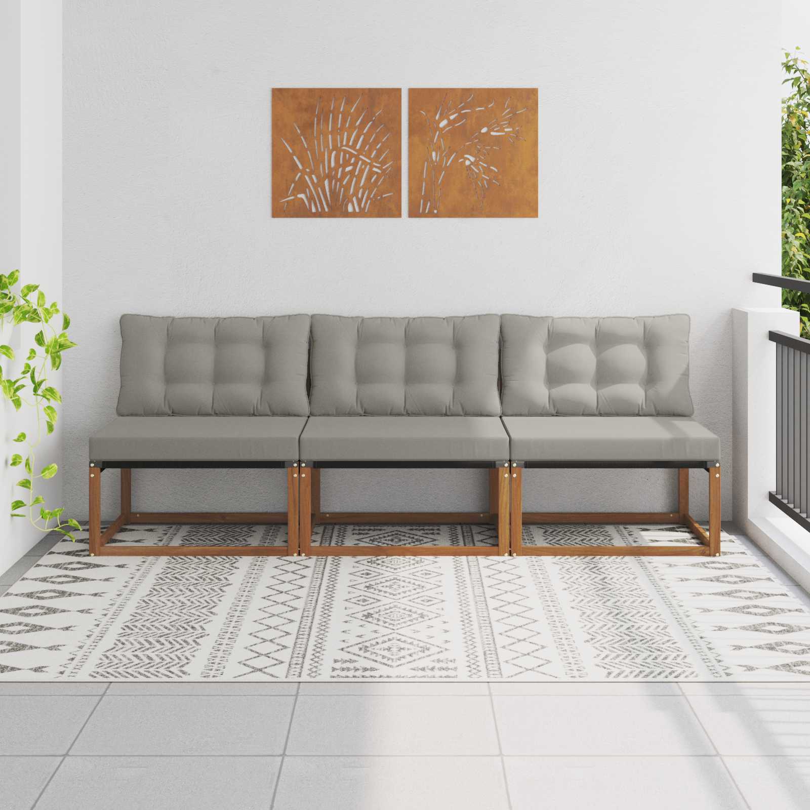 Outdoor Mittelsofa Mit Kissen Weiß 79 X 83 X 73 Cm Stahl