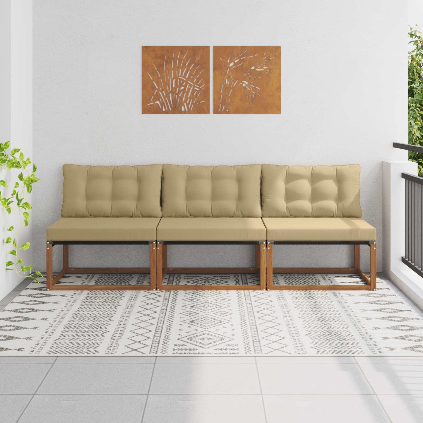 Outdoor Mittelsofa Mit Kissen Weiß 79 X 83 X 73 Cm Stahl