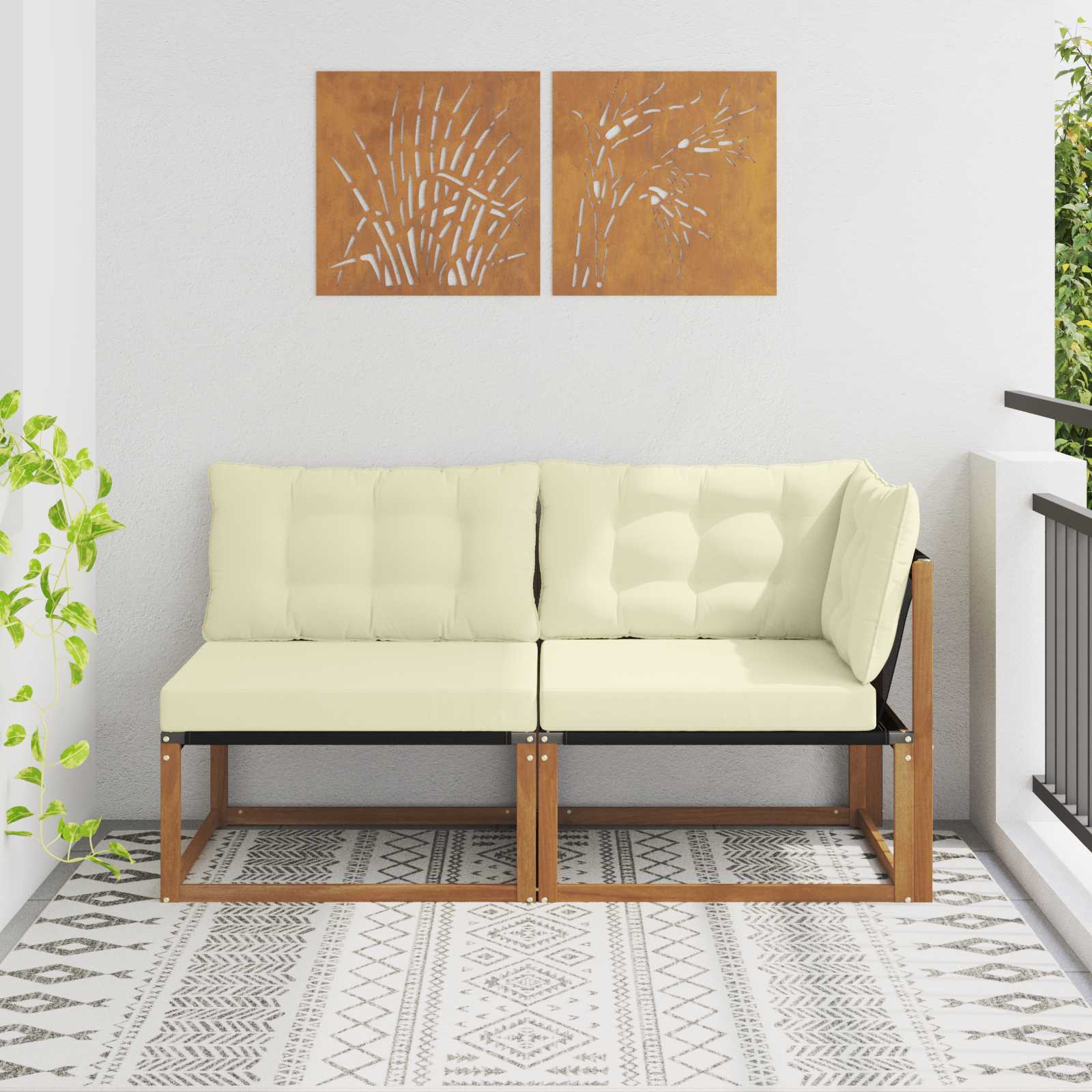 Outdoor Mittelsofa Mit Kissen Weiß 79 X 83 X 73 Cm Stahl