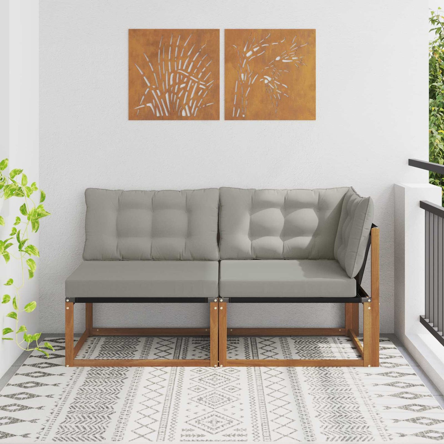 Outdoor Mittelsofa Mit Kissen Weiß 79 X 83 X 73 Cm Stahl