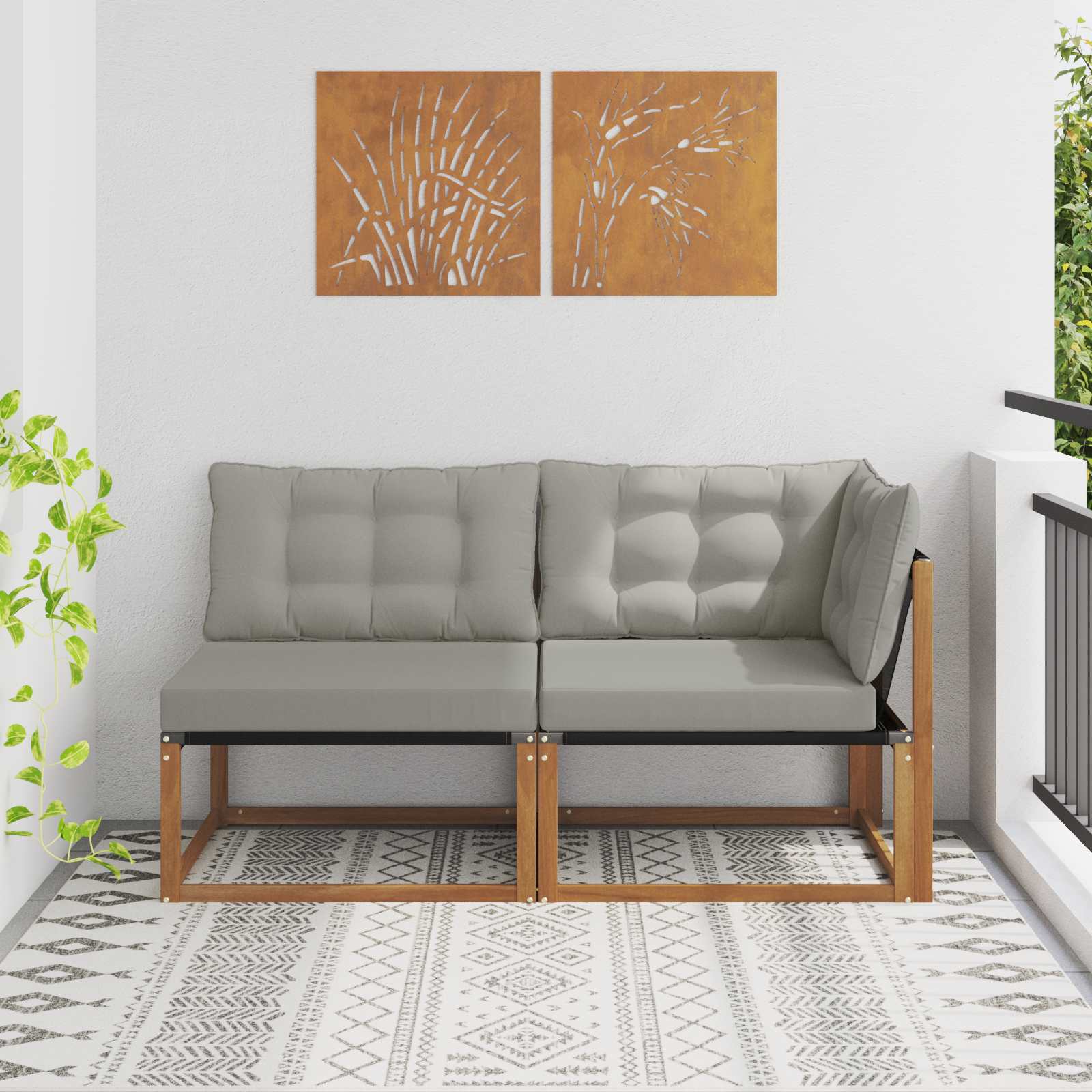 Outdoor Mittelsofa Mit Kissen Weiß 79 X 83 X 73 Cm Stahl