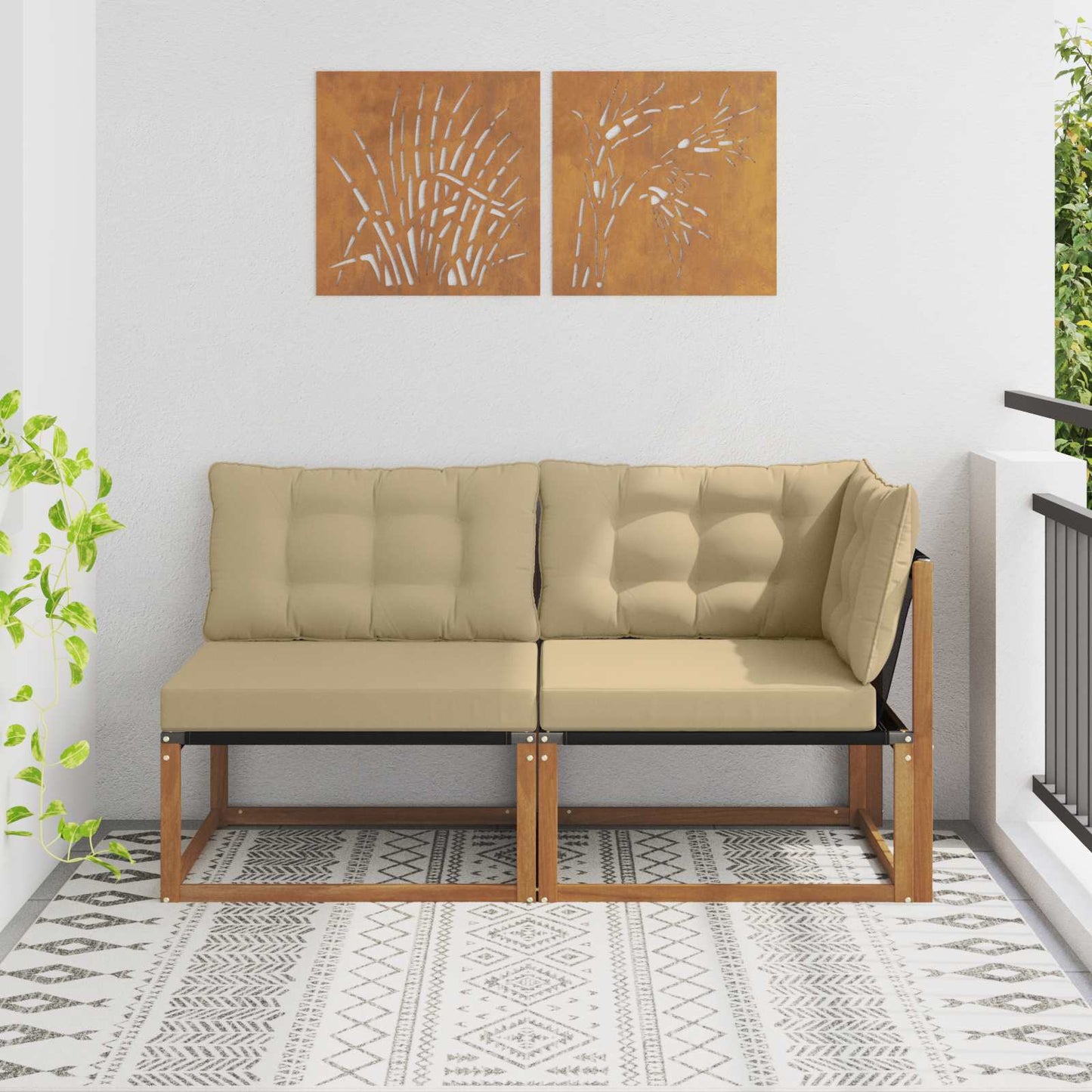 Outdoor Mittelsofa Mit Kissen Weiß 79 X 83 X 73 Cm Stahl
