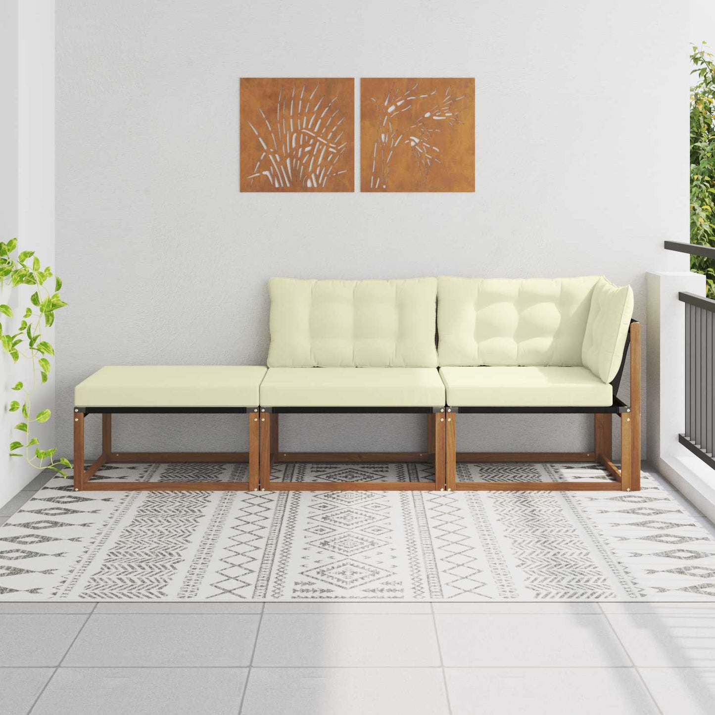 Outdoor Mittelsofa Mit Kissen Weiß 79 X 83 X 73 Cm Stahl
