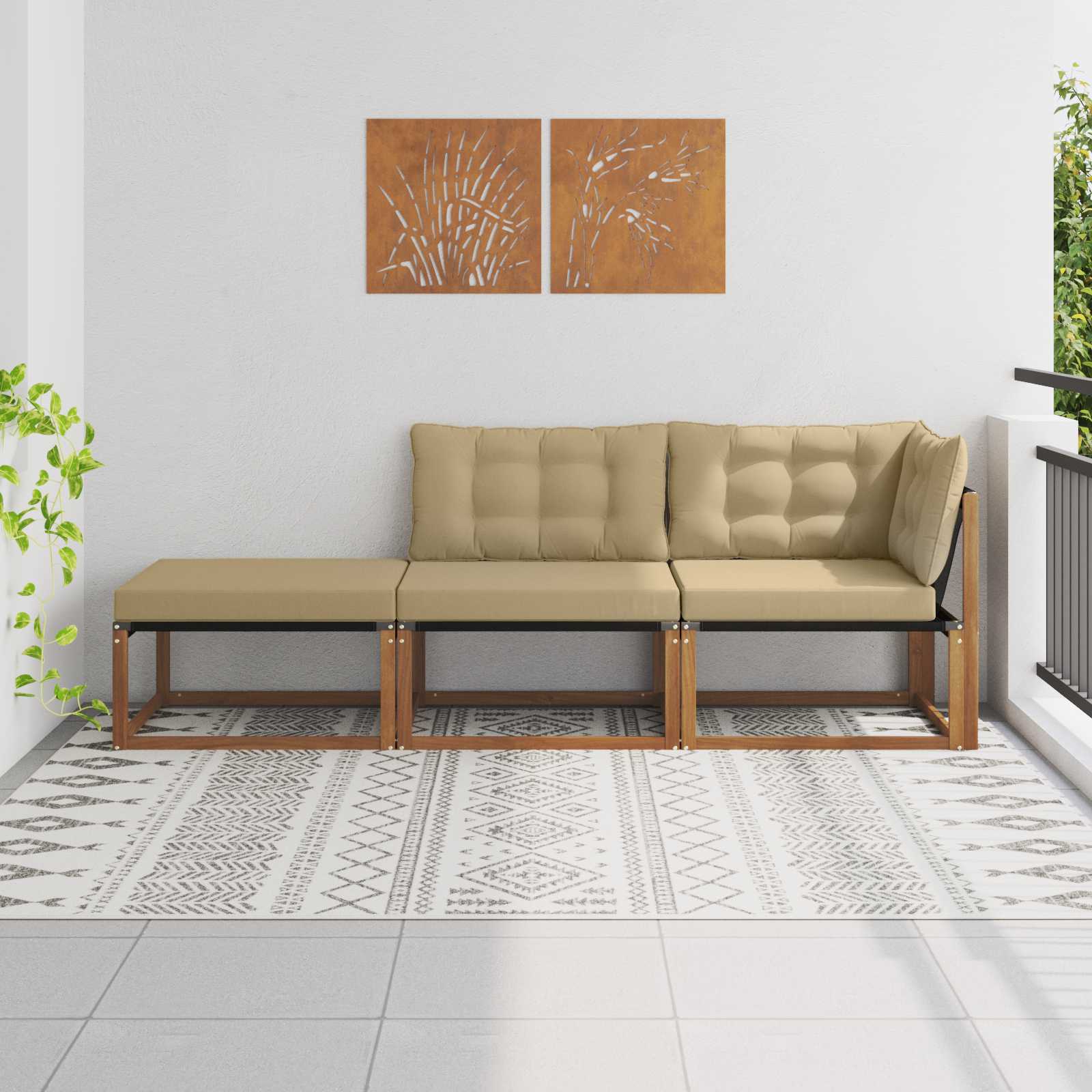 Outdoor Mittelsofa Mit Kissen Weiß 79 X 83 X 73 Cm Stahl