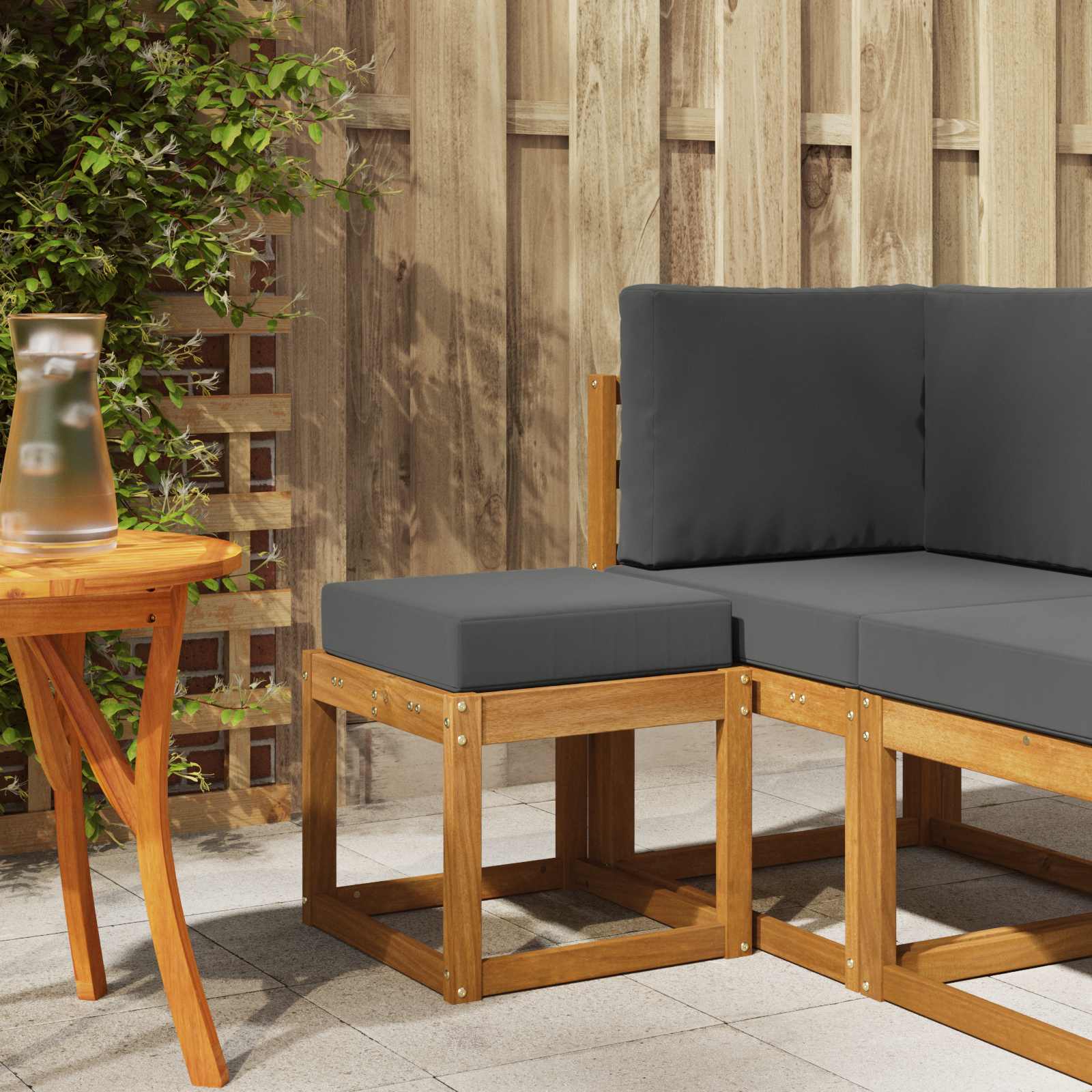 Outdoor Hocker Bank 115 X 43 X 37 Cm Massivholz Akazie