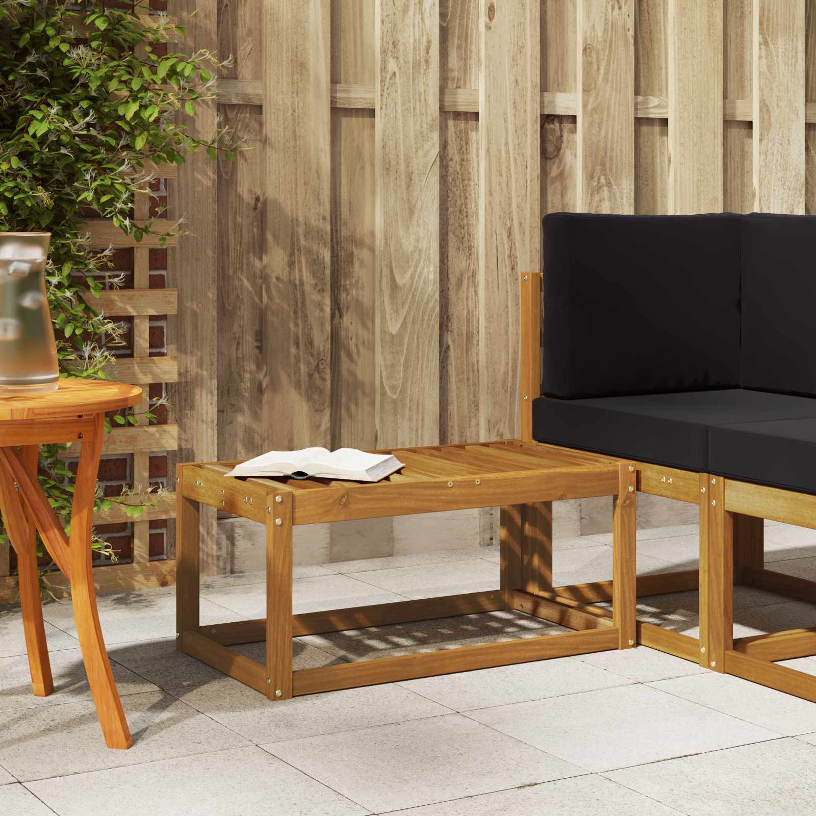 Outdoor Hocker Bank 115 X 43 X 37 Cm Massivholz Akazie