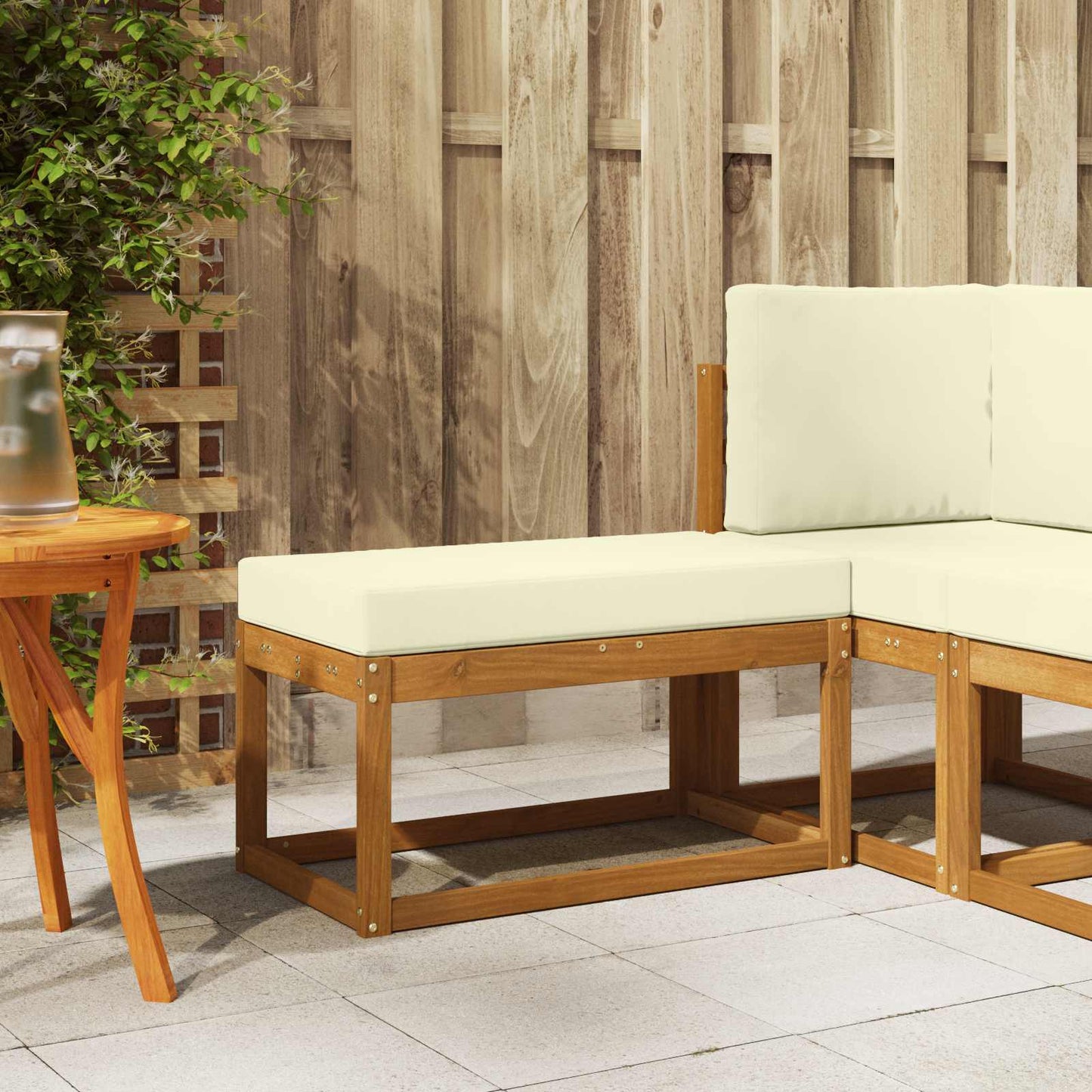 Outdoor Hocker Bank 115 X 43 X 37 Cm Massivholz Akazie