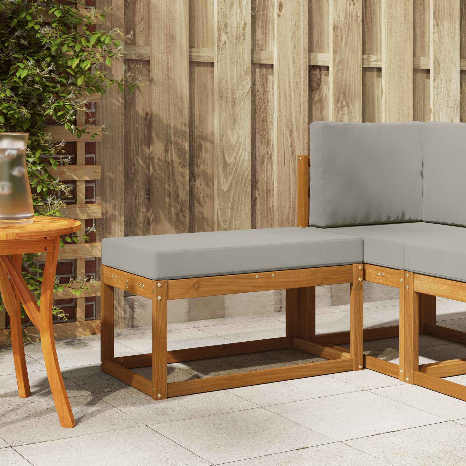 Outdoor Hocker Bank 115 X 43 X 37 Cm Massivholz Akazie