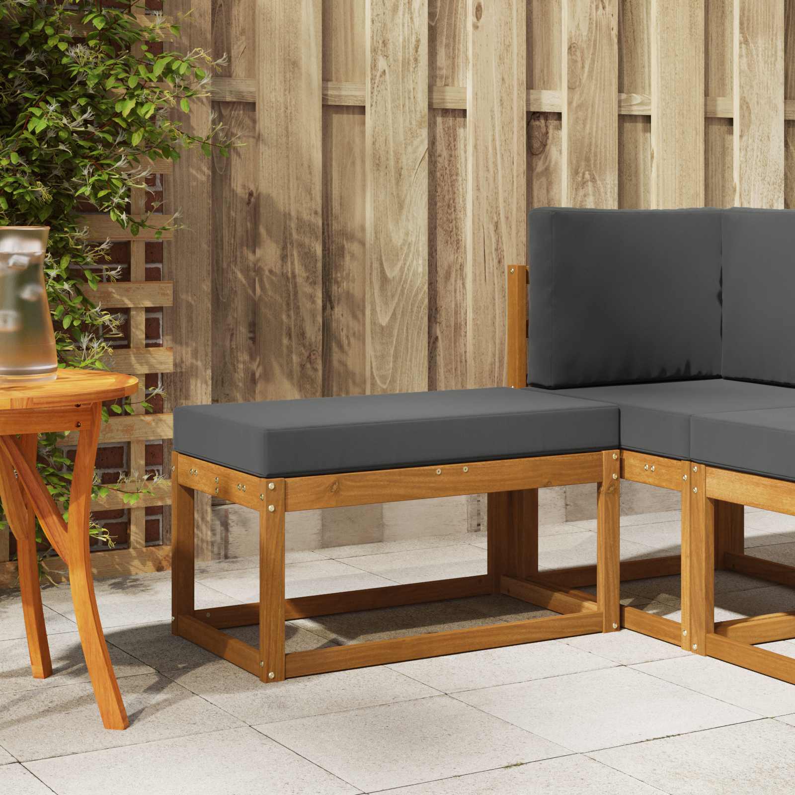 Outdoor Hocker Bank 115 X 43 X 37 Cm Massivholz Akazie