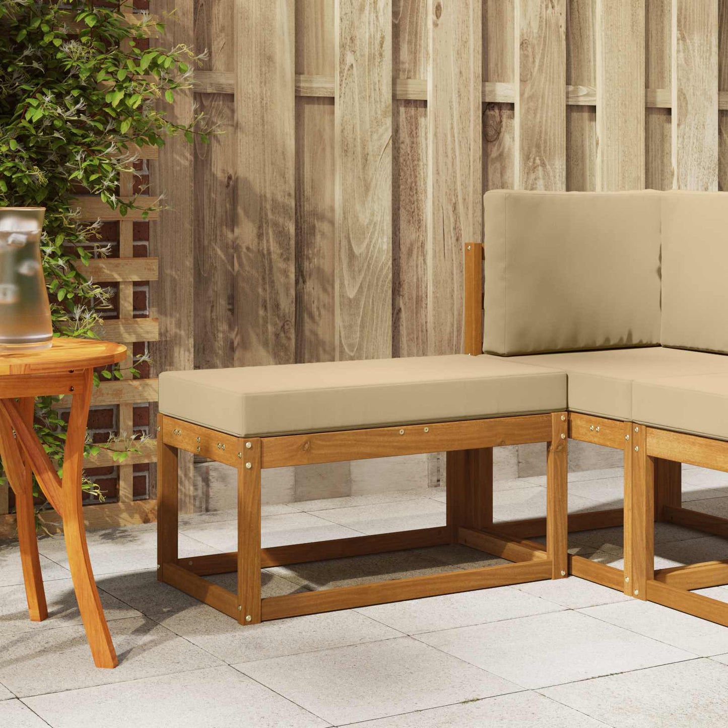 Outdoor Hocker Bank 115 X 43 X 37 Cm Massivholz Akazie