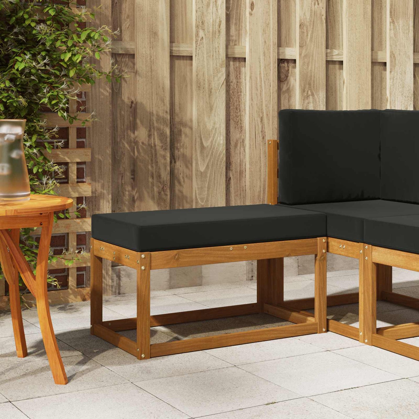 Outdoor Hocker Bank 115 X 43 X 37 Cm Massivholz Akazie