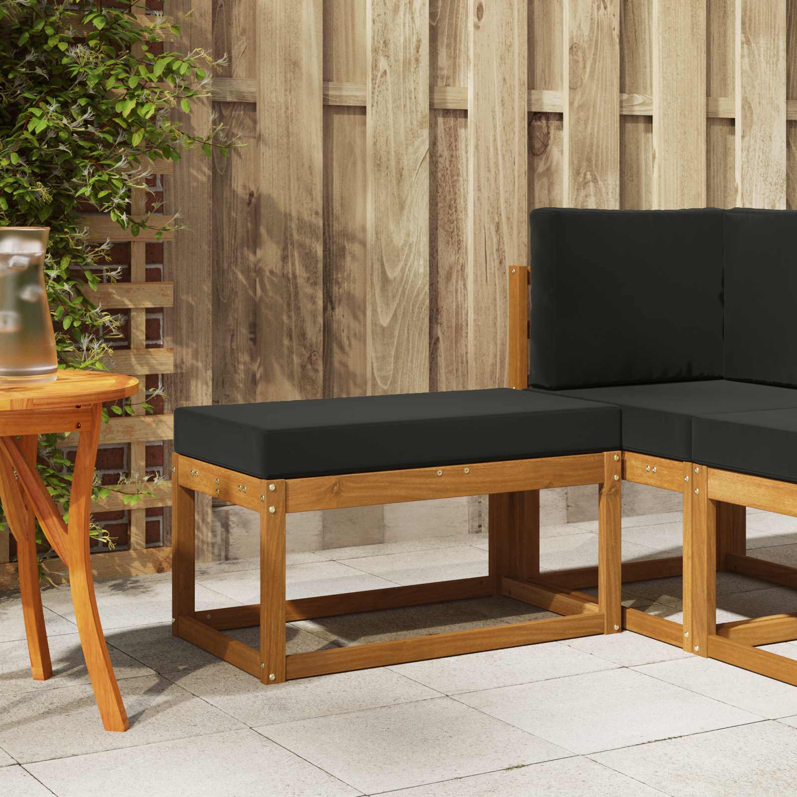 Outdoor Hocker Bank 115 X 43 X 37 Cm Massivholz Akazie