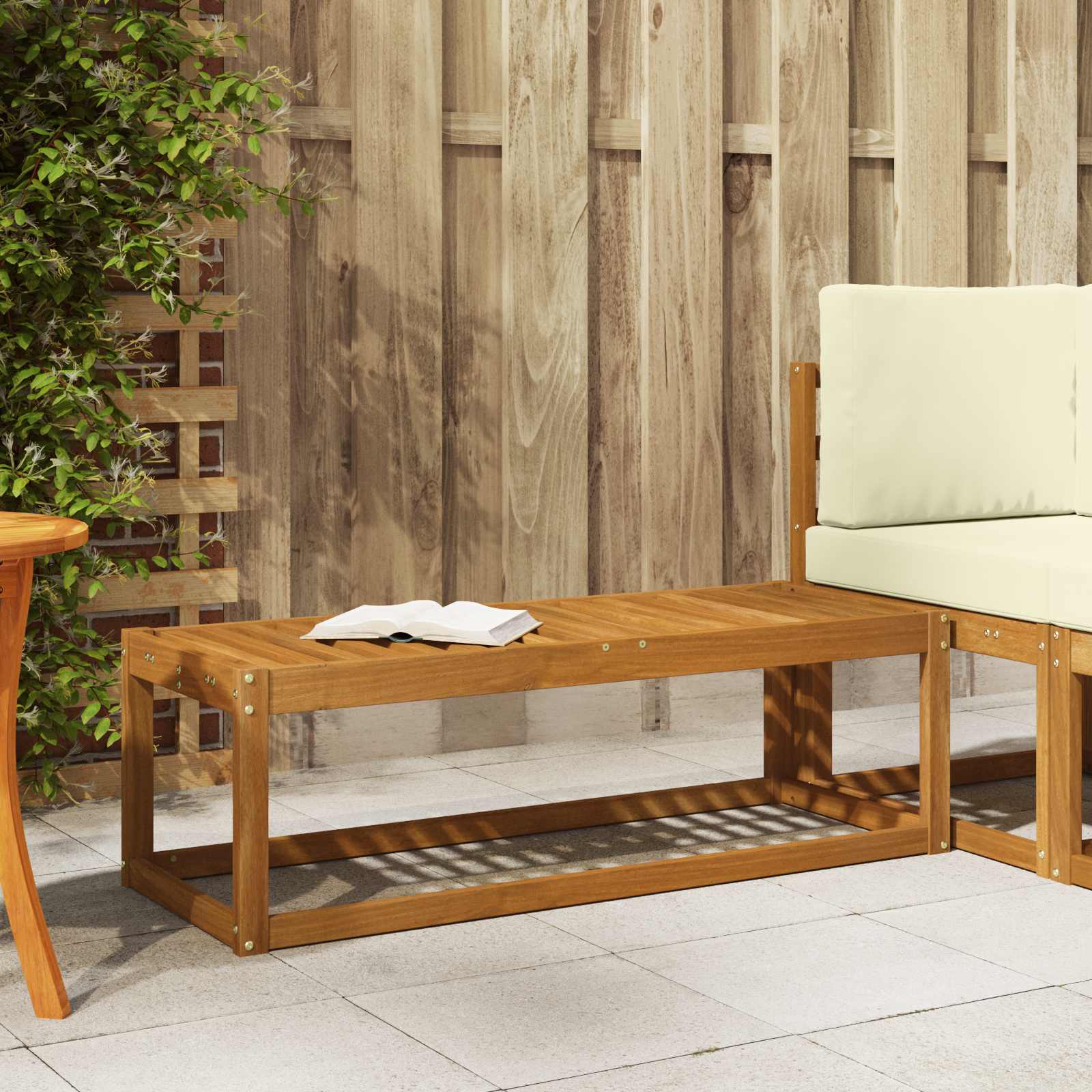 Outdoor Hocker Bank 115 X 43 X 37 Cm Massivholz Akazie