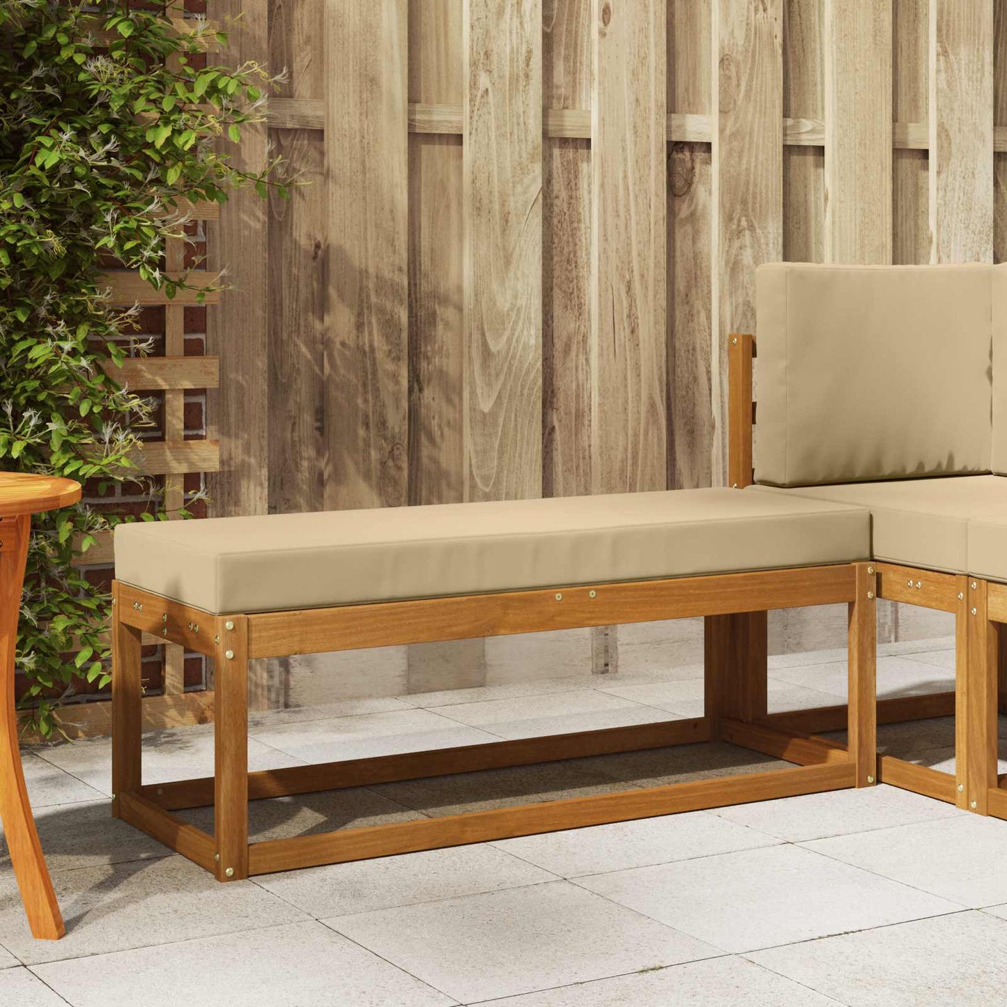 Outdoor Hocker Bank 115 X 43 X 37 Cm Massivholz Akazie