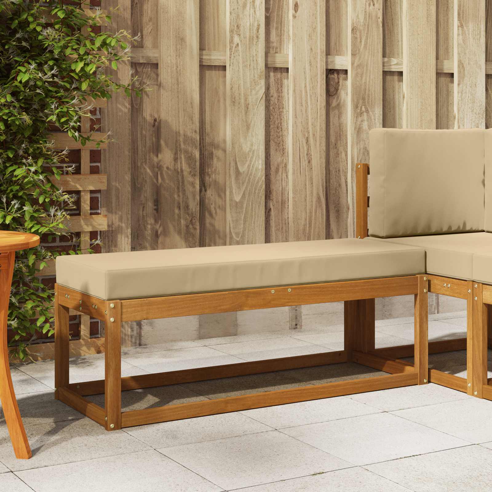 Outdoor Hocker Bank 115 X 43 X 37 Cm Massivholz Akazie