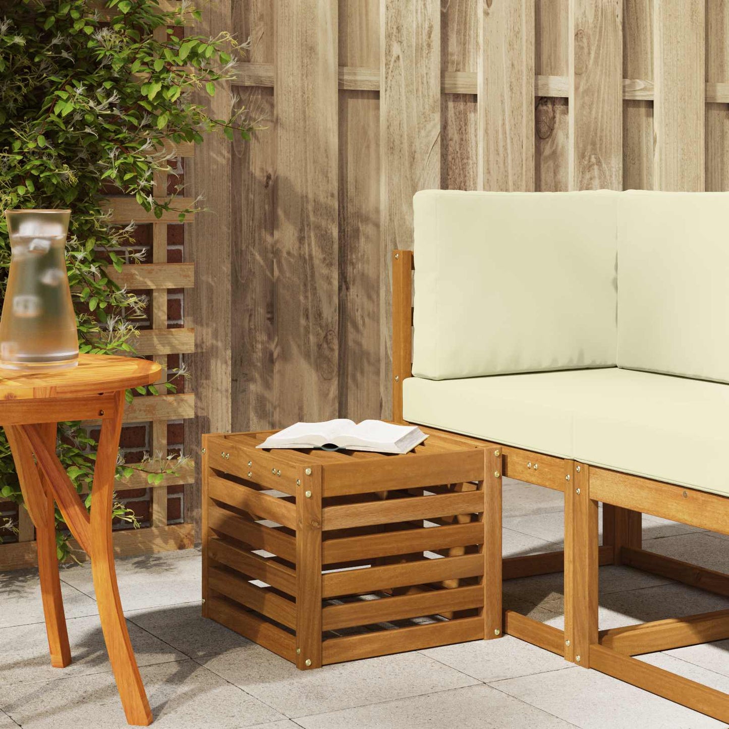 Outdoor Hocker Bank 115 X 43 X 37 Cm Massivholz Akazie