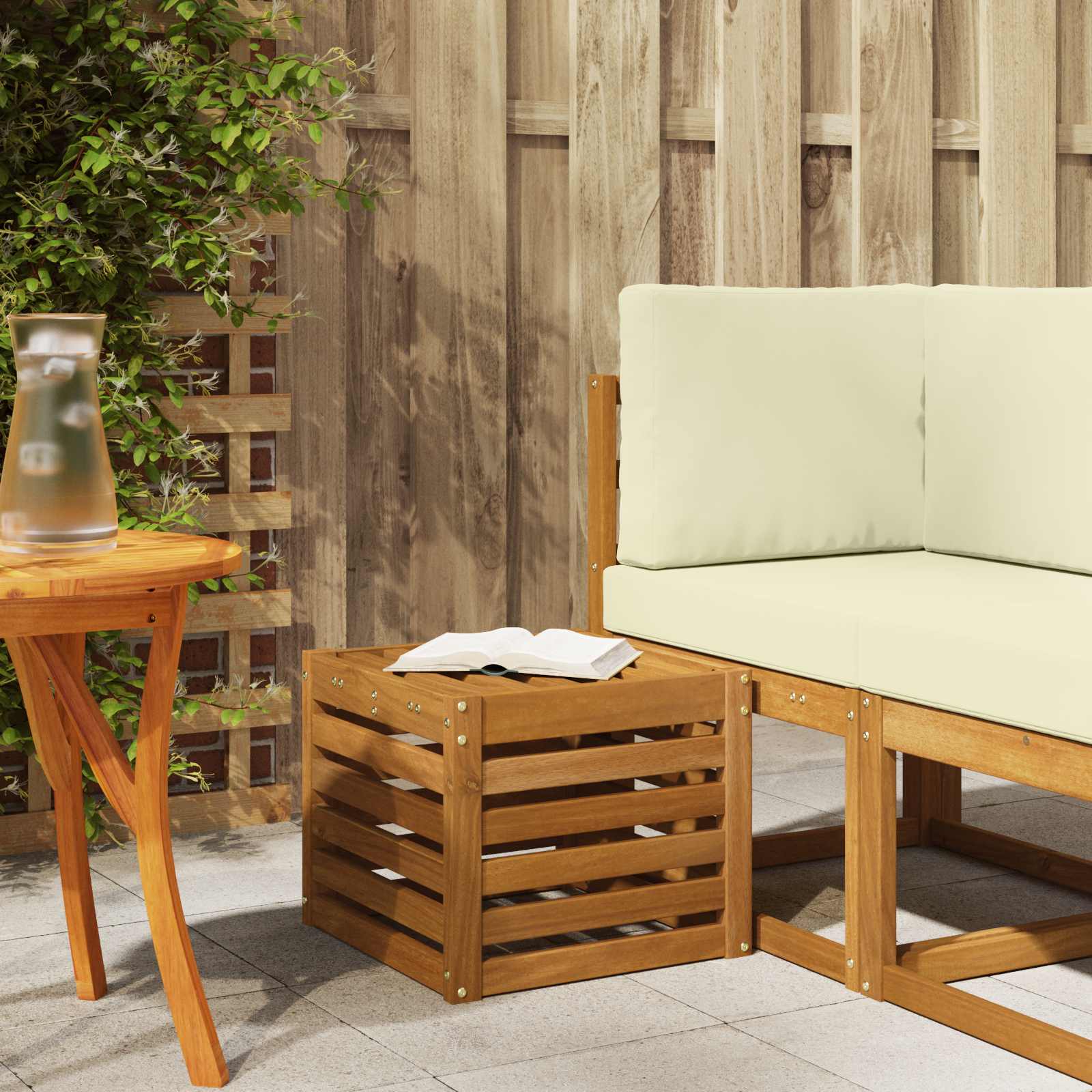 Outdoor Hocker Bank 115 X 43 X 37 Cm Massivholz Akazie