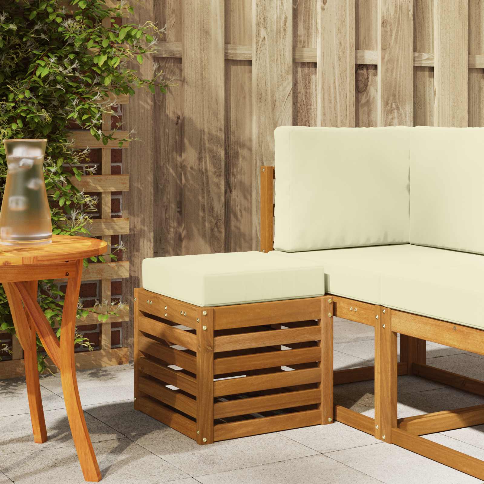 Outdoor Hocker Bank 115 X 43 X 37 Cm Massivholz Akazie