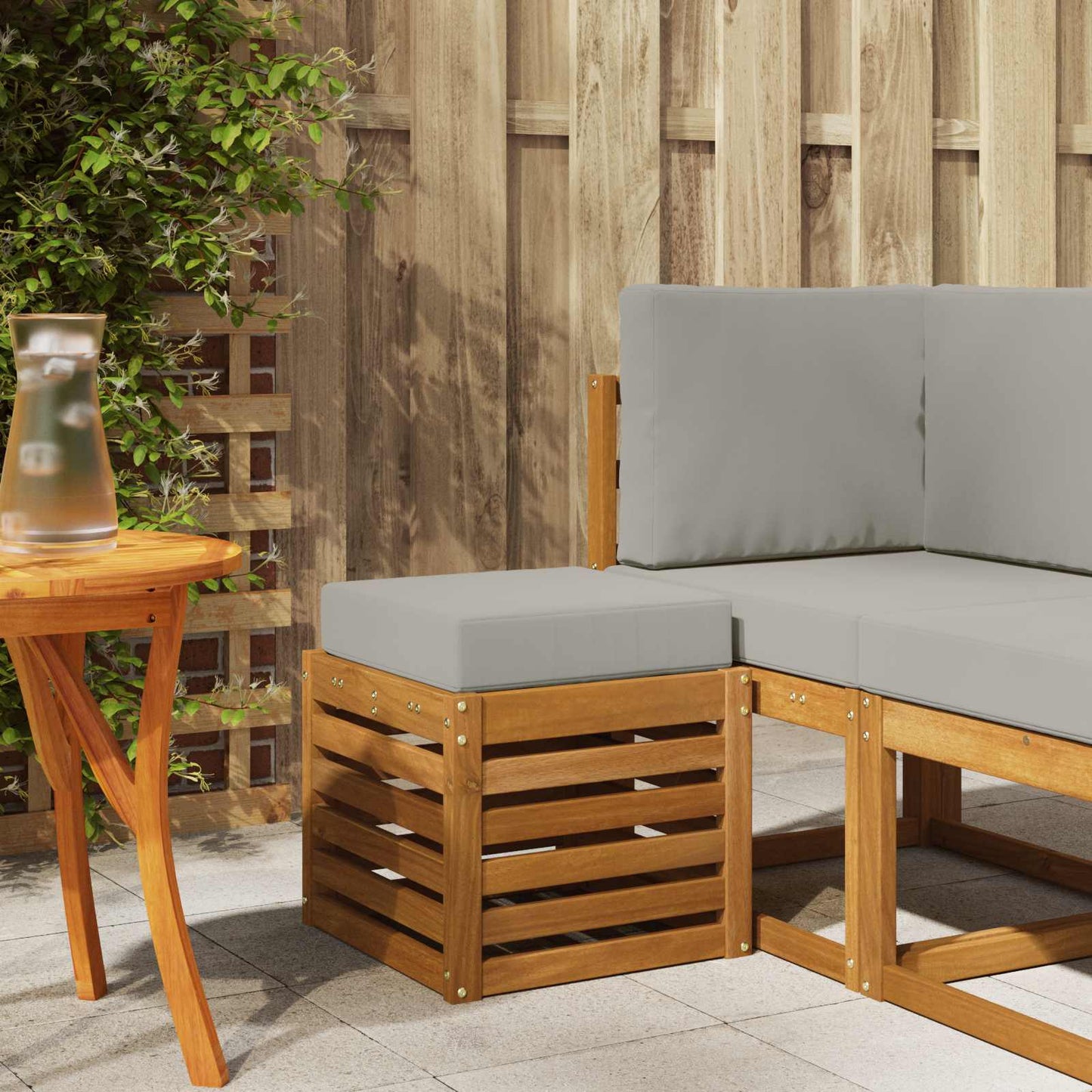 Outdoor Hocker Bank 115 X 43 X 37 Cm Massivholz Akazie