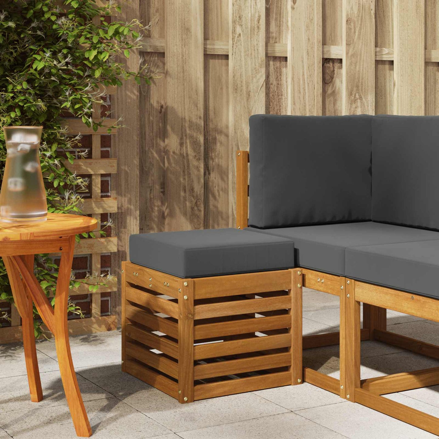 Outdoor Hocker Bank 115 X 43 X 37 Cm Massivholz Akazie
