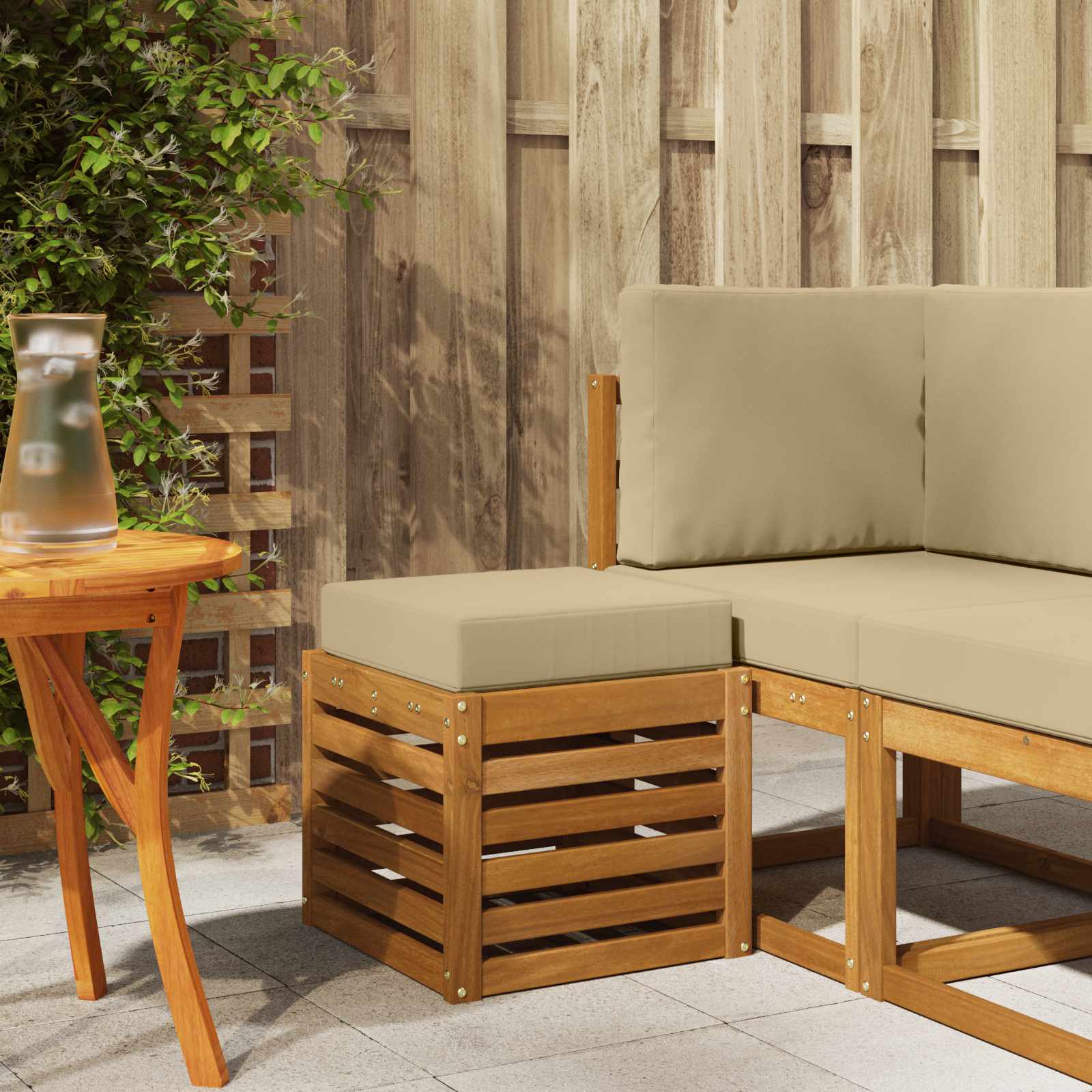 Outdoor Hocker Bank 115 X 43 X 37 Cm Massivholz Akazie