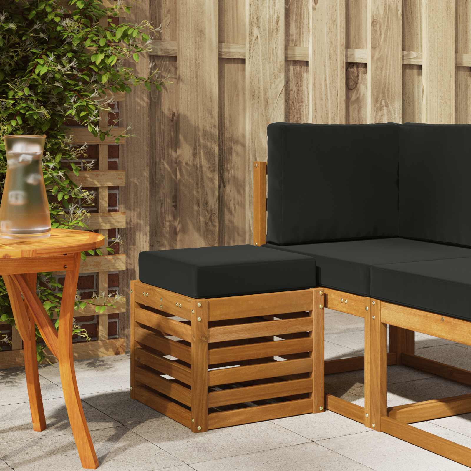 Outdoor Hocker Bank 115 X 43 X 37 Cm Massivholz Akazie