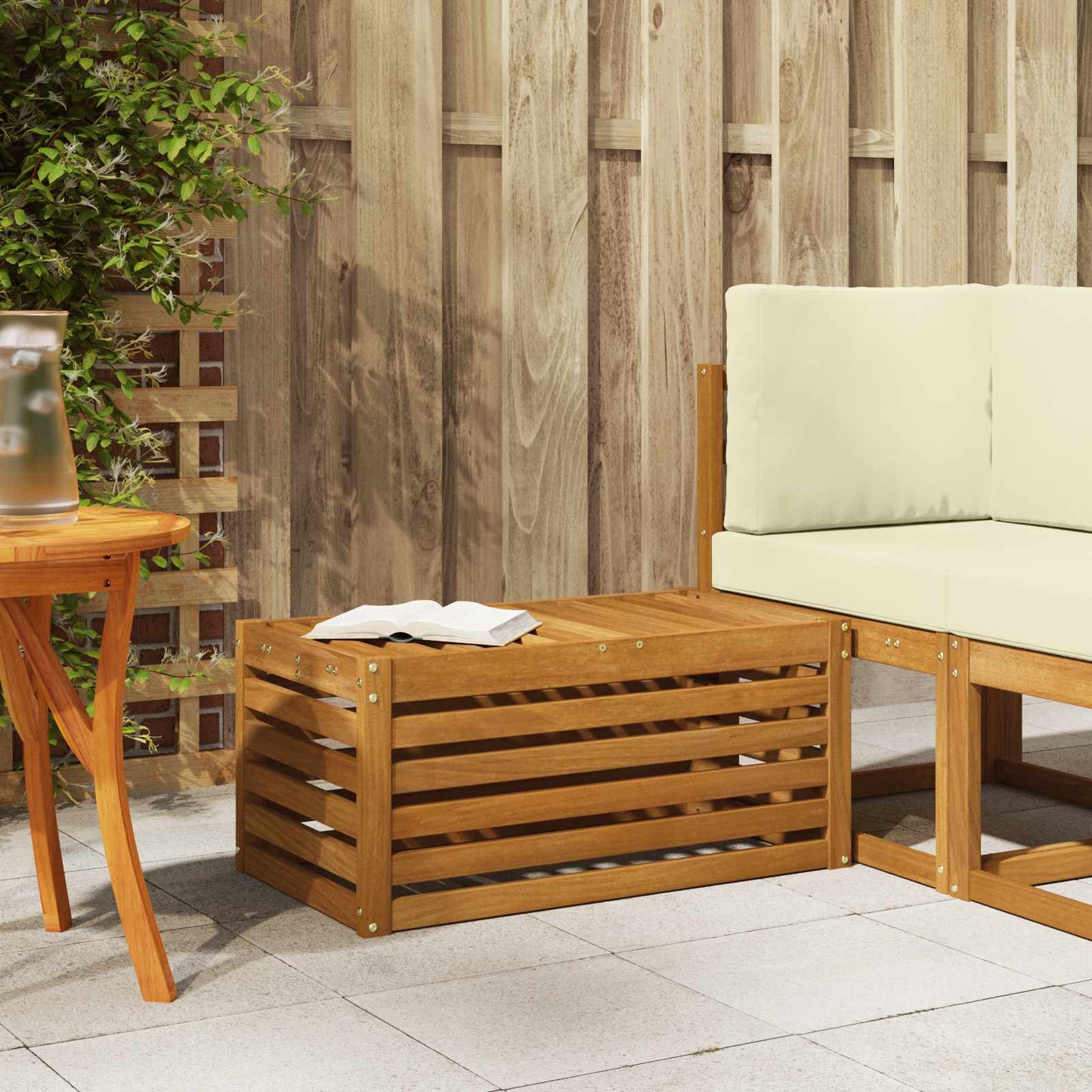 Outdoor Hocker Bank 115 X 43 X 37 Cm Massivholz Akazie