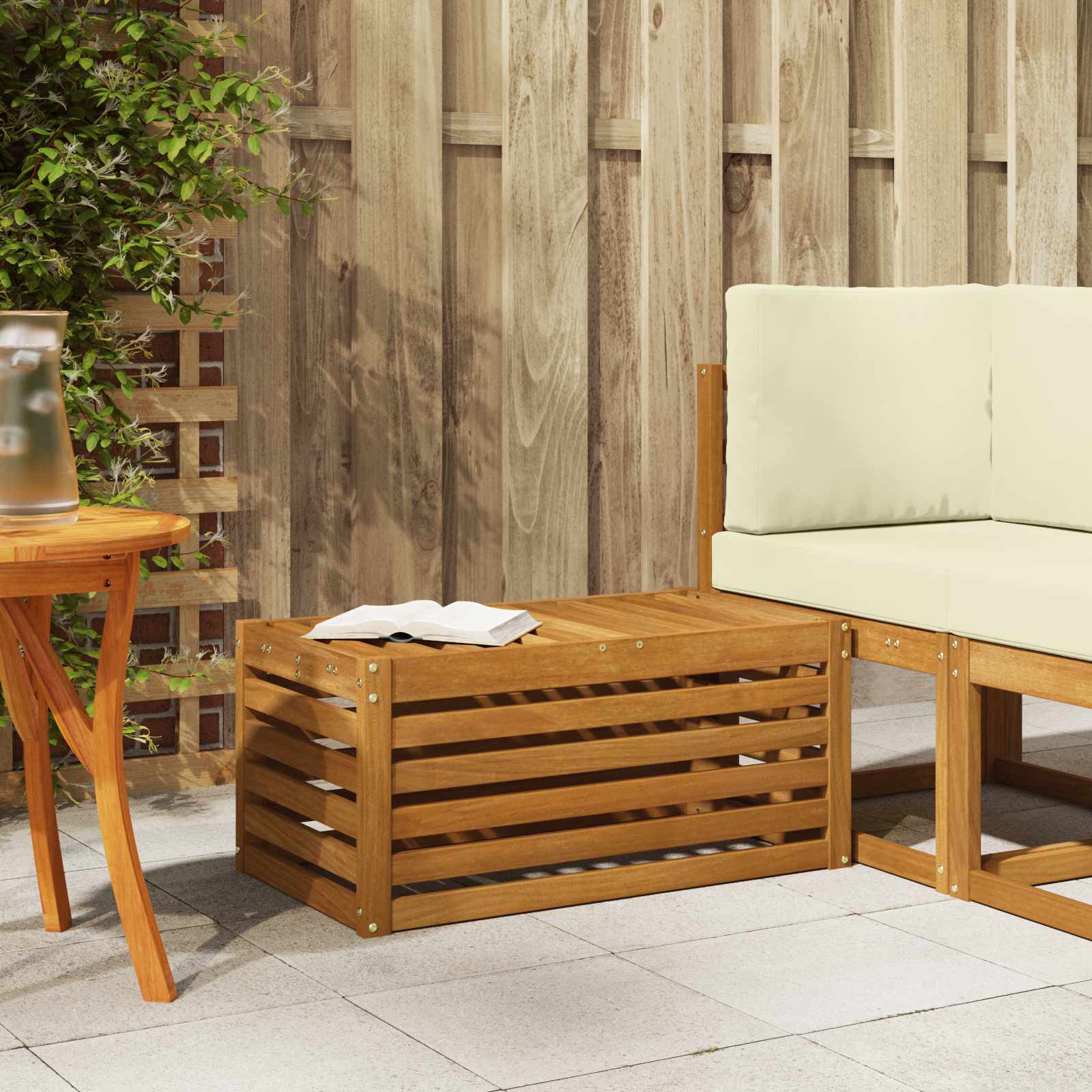 Outdoor Hocker Bank 115 X 43 X 37 Cm Massivholz Akazie