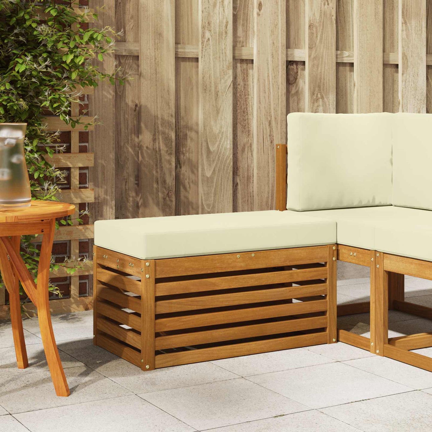 Outdoor Hocker Bank 115 X 43 X 37 Cm Massivholz Akazie