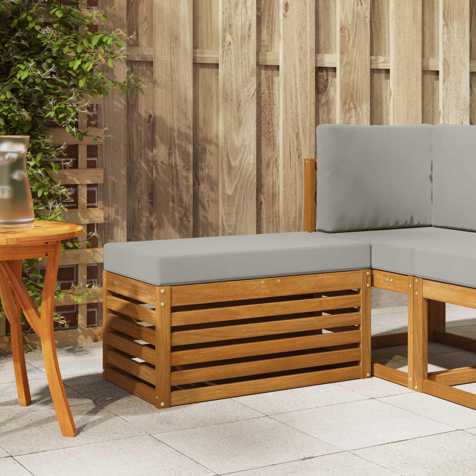 Outdoor Hocker Bank 115 X 43 X 37 Cm Massivholz Akazie