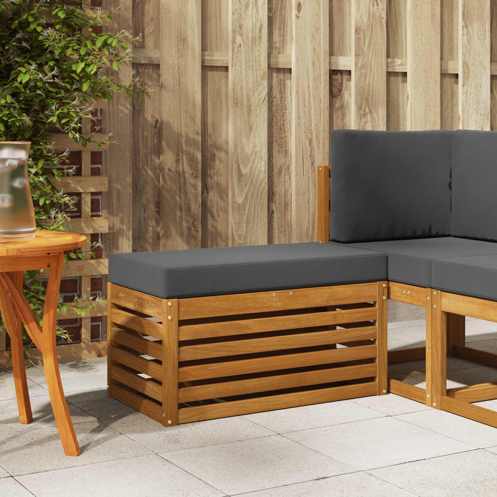 Outdoor Hocker Bank 115 X 43 X 37 Cm Massivholz Akazie