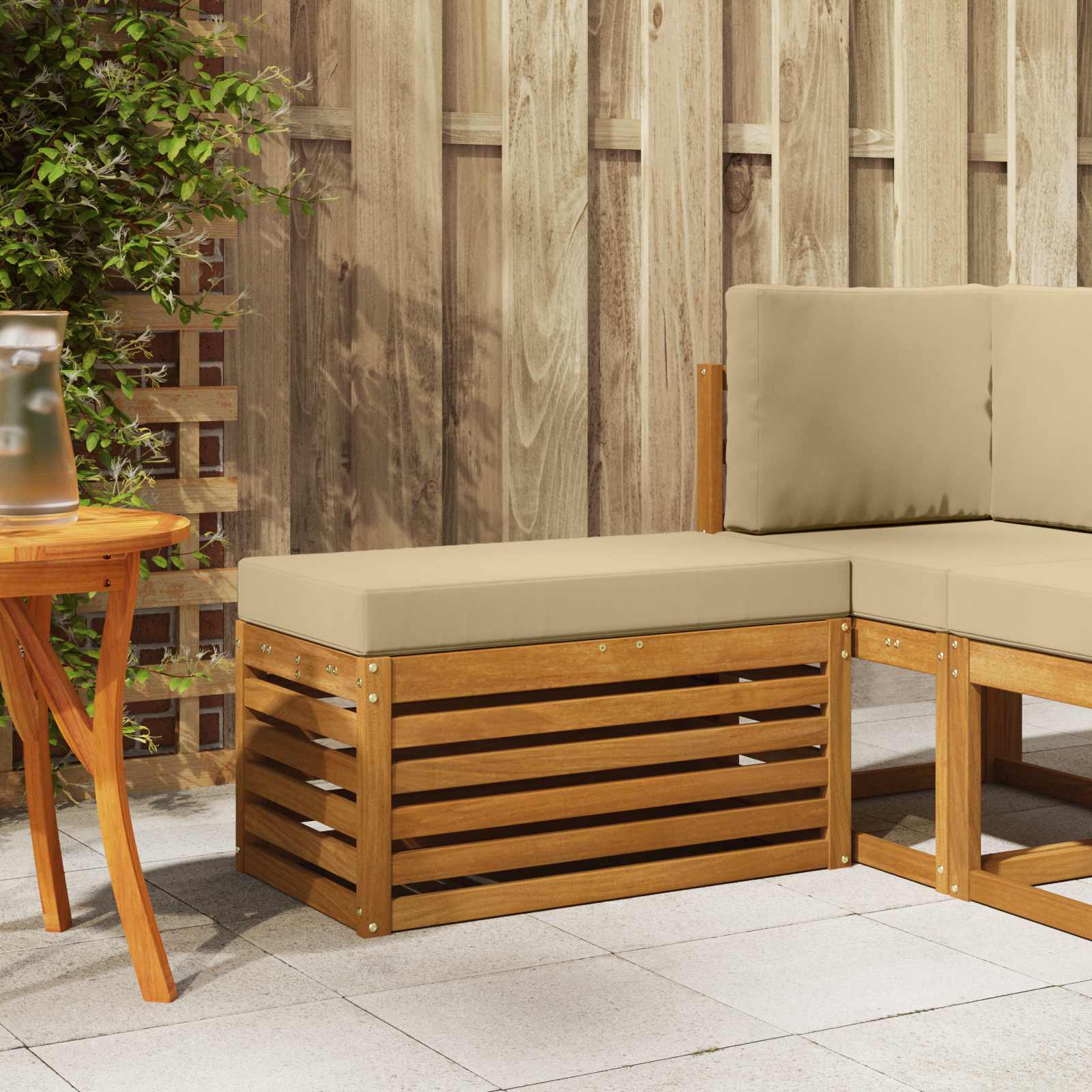 Outdoor Hocker Bank 115 X 43 X 37 Cm Massivholz Akazie