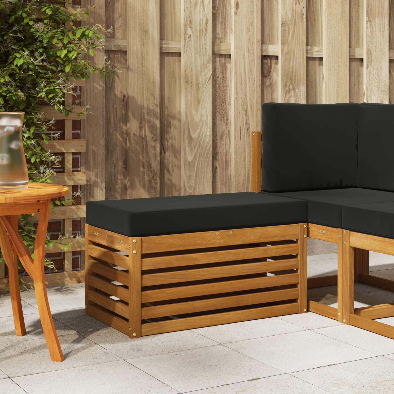 Outdoor Hocker Bank 115 X 43 X 37 Cm Massivholz Akazie